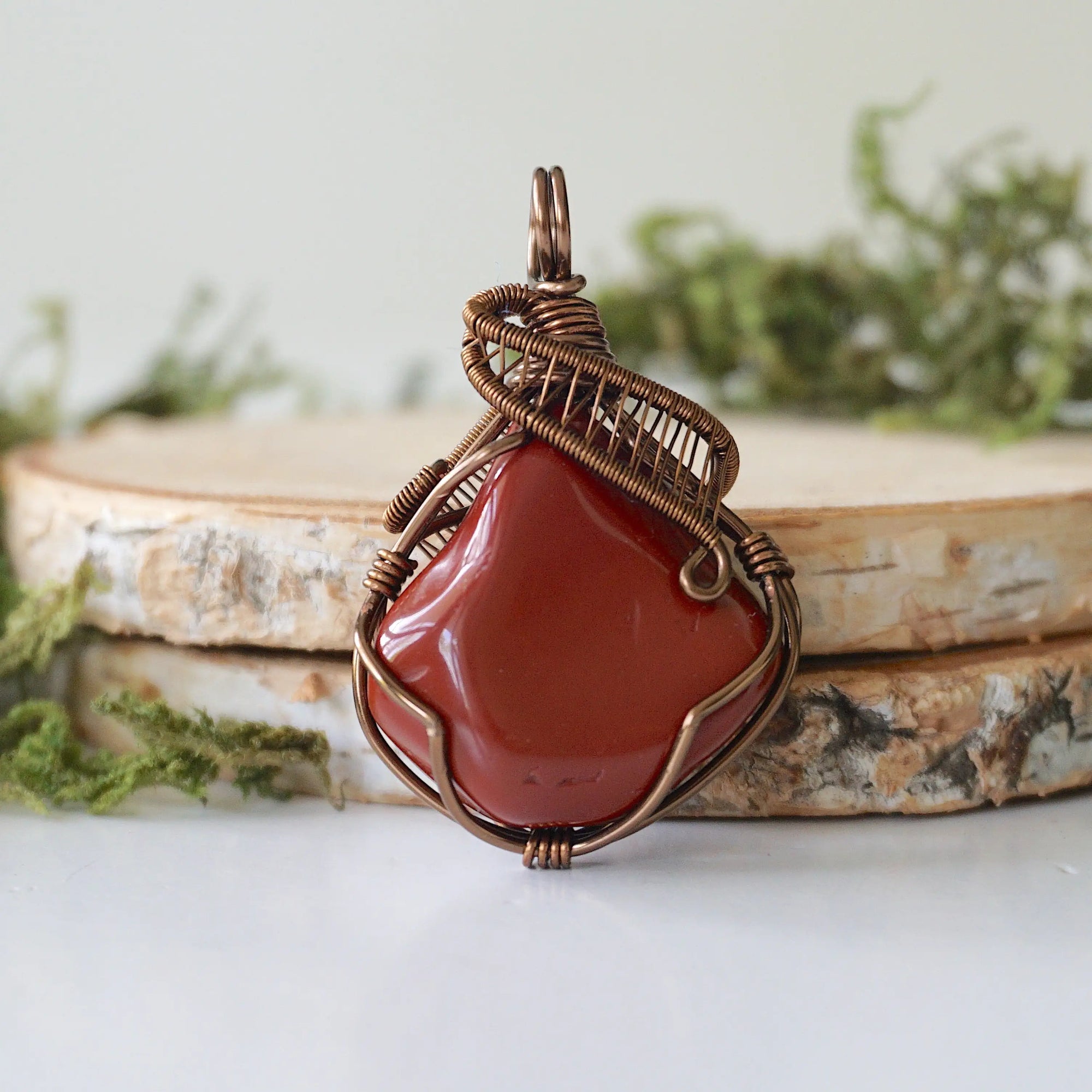 Raw Red Jasper Crystal Pendant - 24 Inch Necklace DesignsbyNatureGems