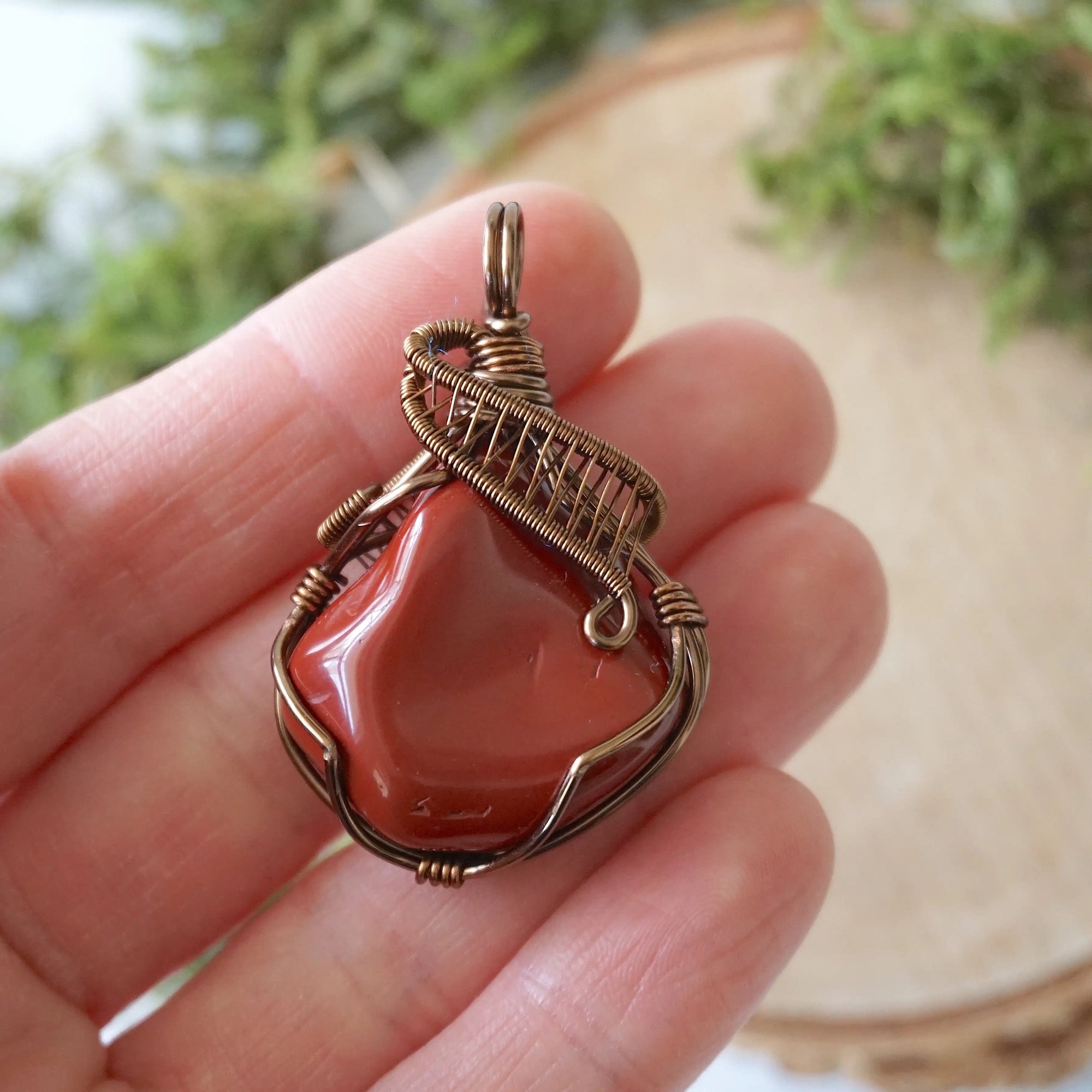 Raw Red Jasper Crystal Pendant - 24 Inch Necklace DesignsbyNatureGems