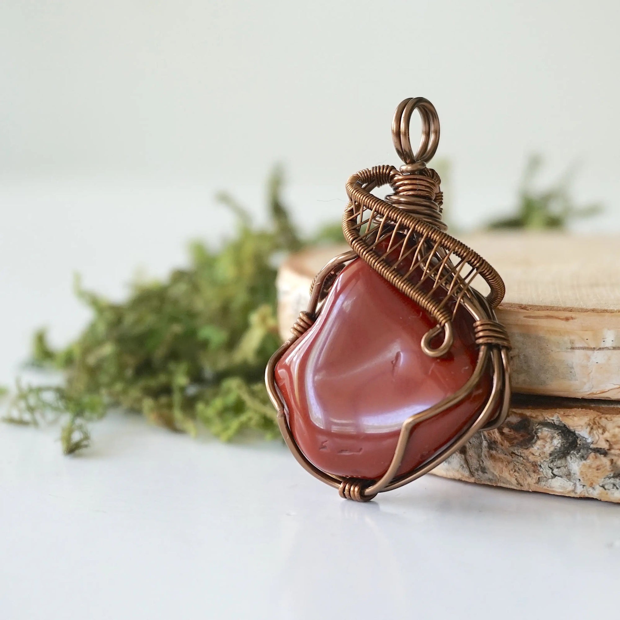 Raw Red Jasper Crystal Pendant - 24 Inch Necklace DesignsbyNatureGems