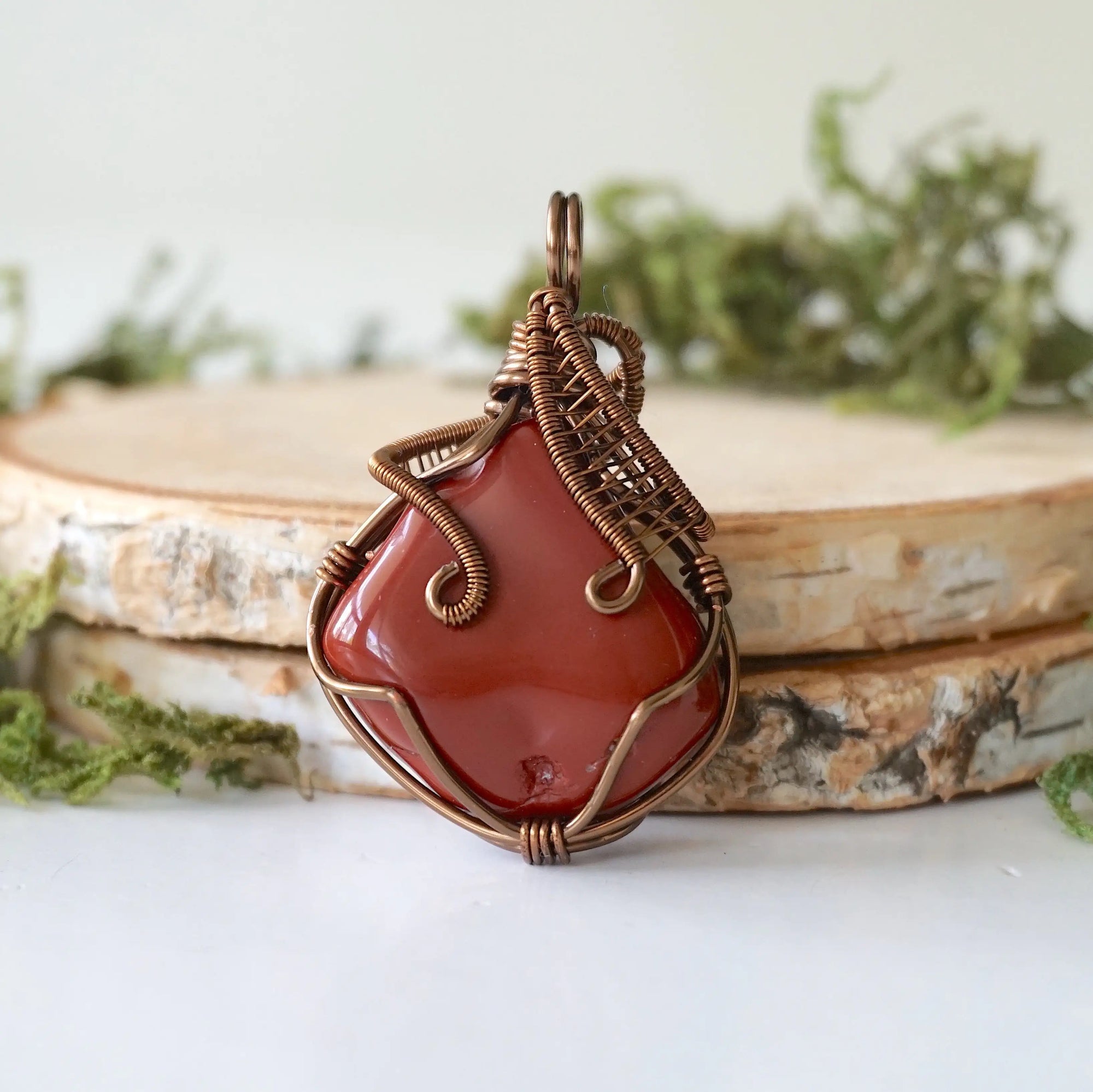 Raw Red Jasper Crystal Pendant - 24 Inch Necklace DesignsbyNatureGems
