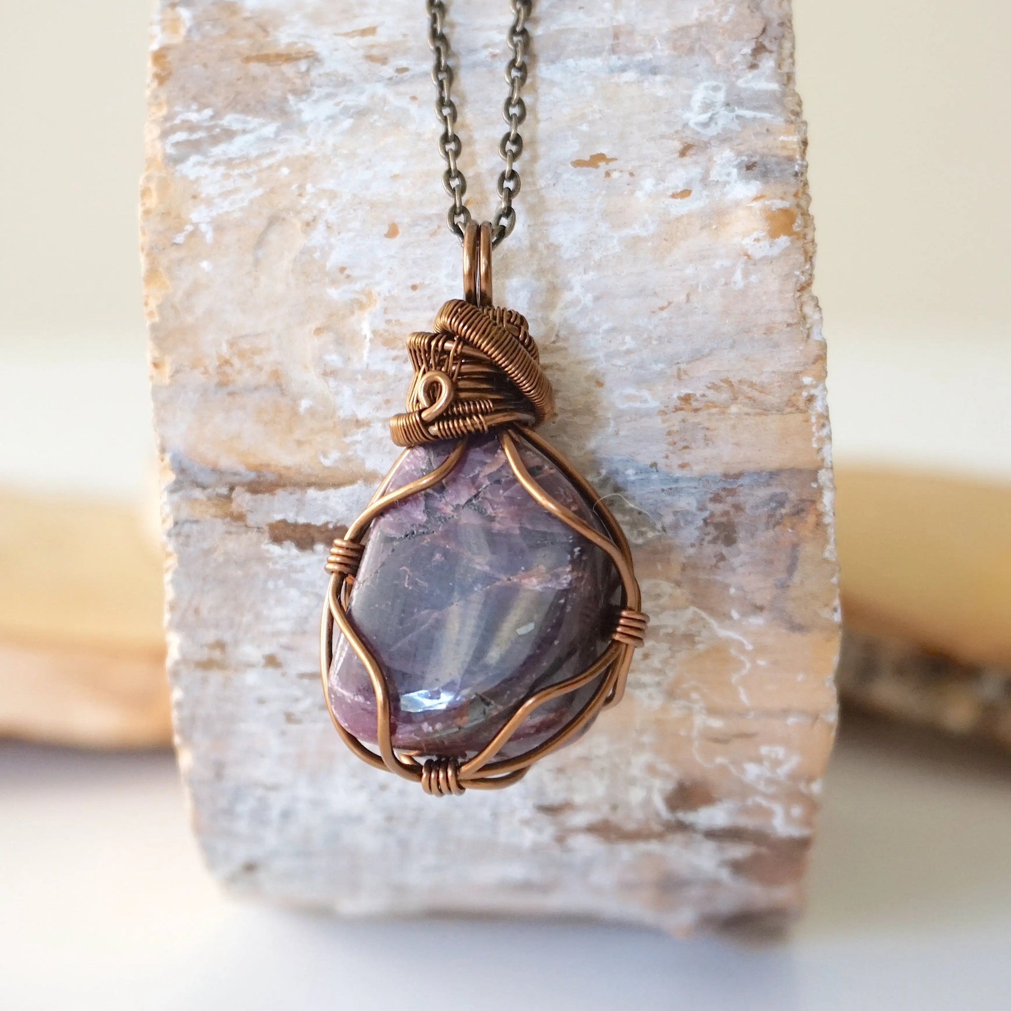 Raw Ruby Necklace - Antique Bronze DesignsbyNatureGems