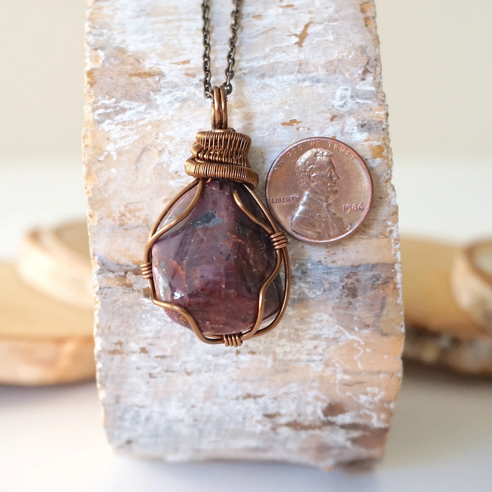 Raw Ruby Necklace - Antique Bronze DesignsbyNatureGems