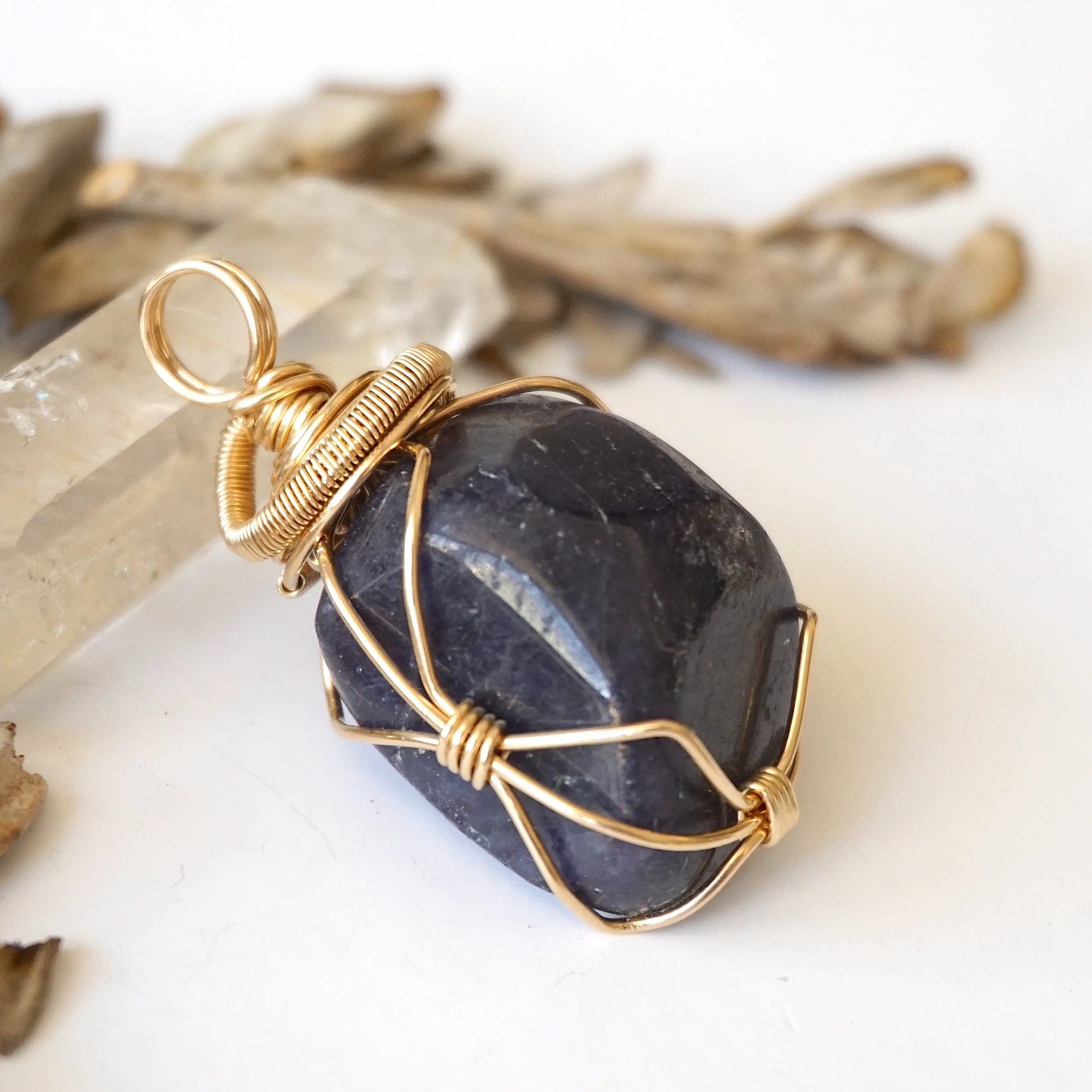 Raw Sapphire Crystal Necklace 14K Gold-FIlled - September Birthstone DesignsbyNatureGems