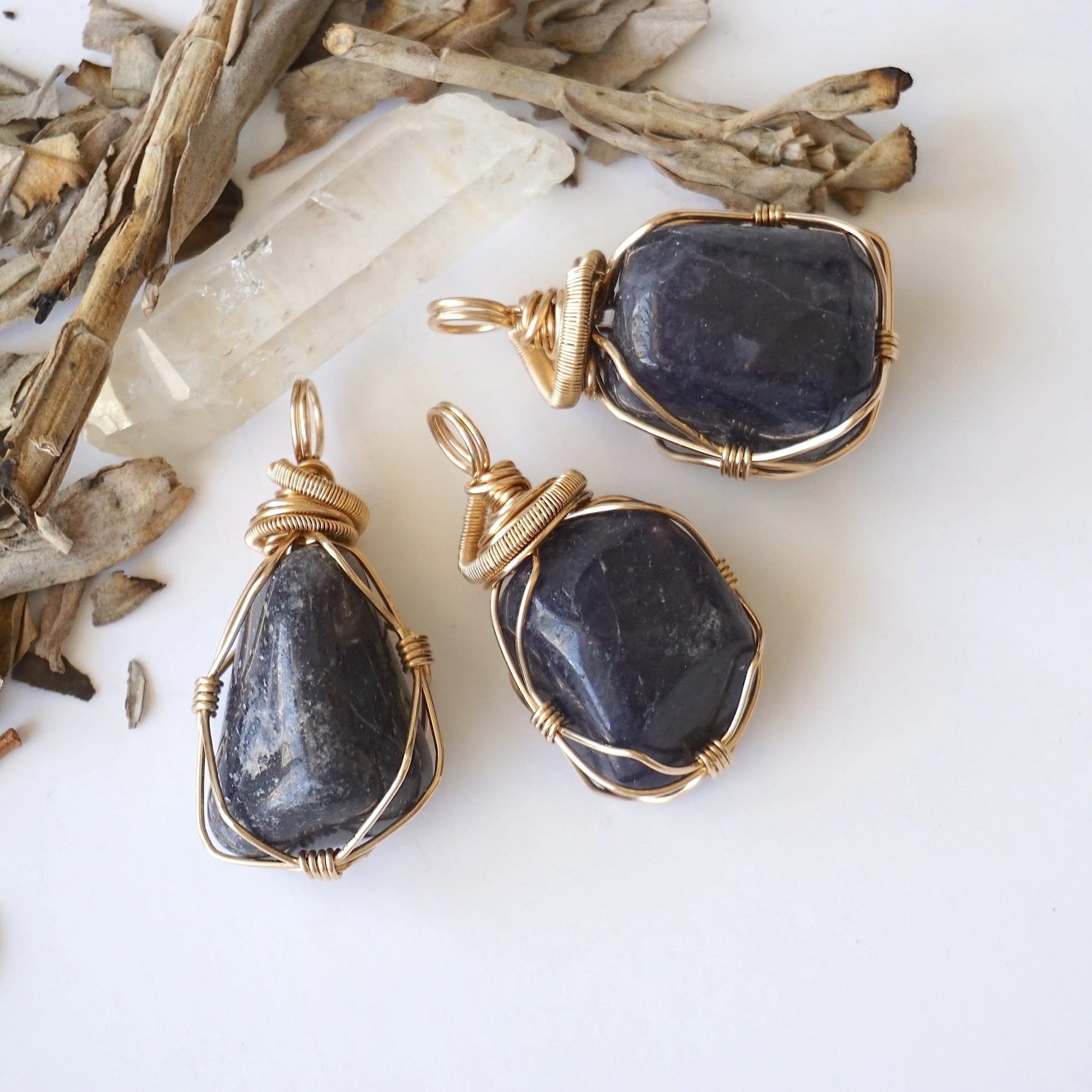 Raw Sapphire Crystal Necklace 14K Gold-FIlled - September Birthstone DesignsbyNatureGems