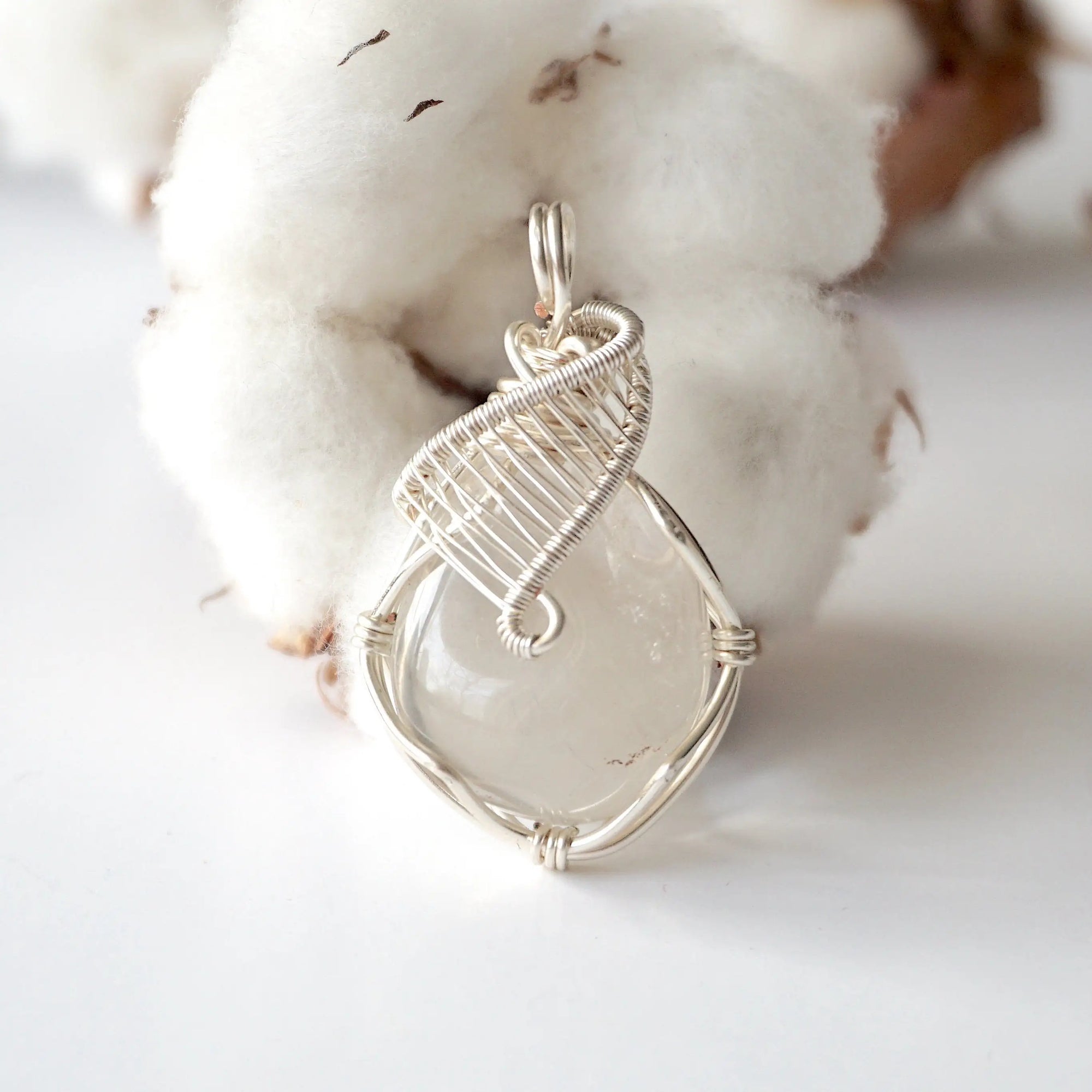 Rock Crystal Silver Pendant Necklace (Clear Quartz) DesignsbyNatureGems