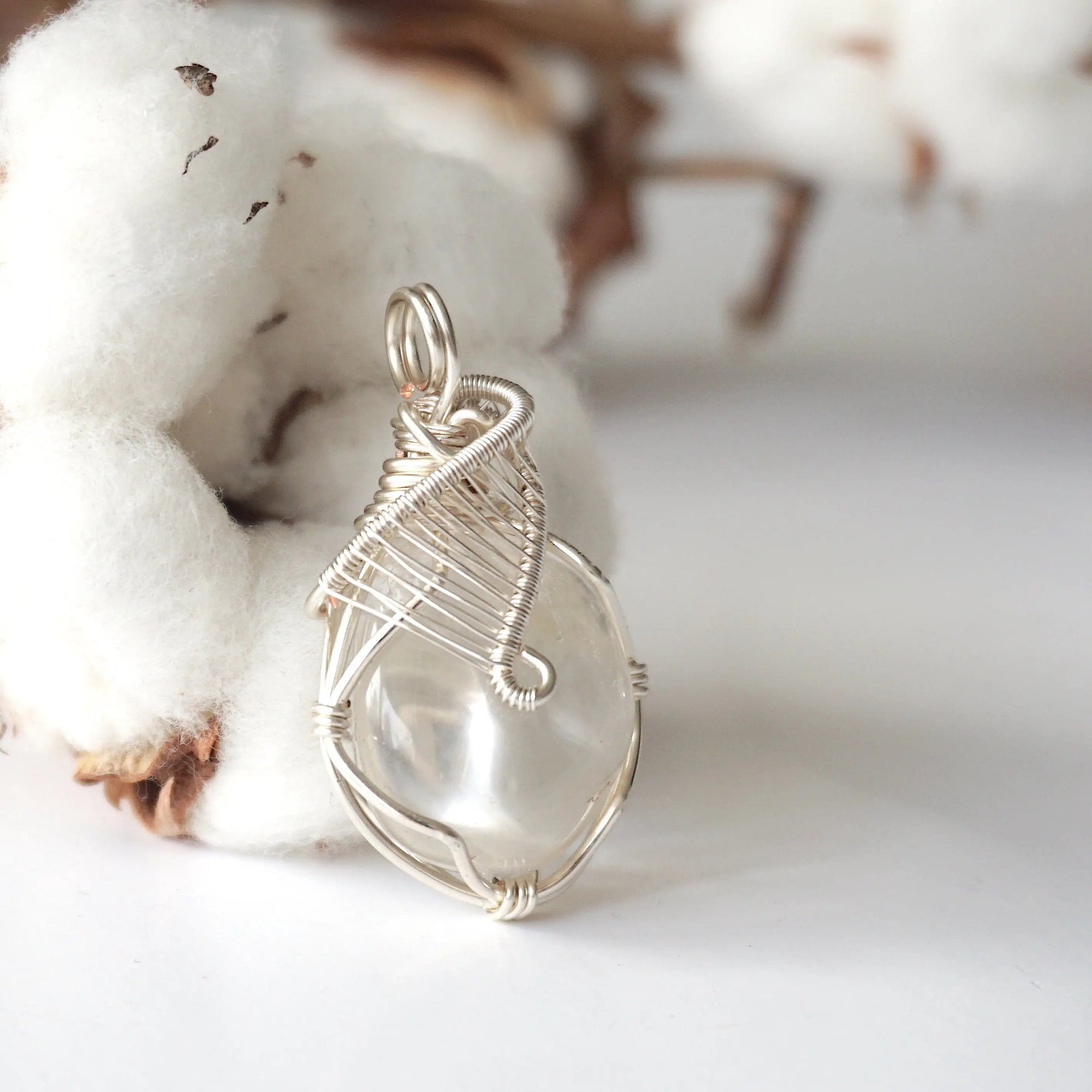 Rock Crystal Silver Pendant Necklace (Clear Quartz) DesignsbyNatureGems