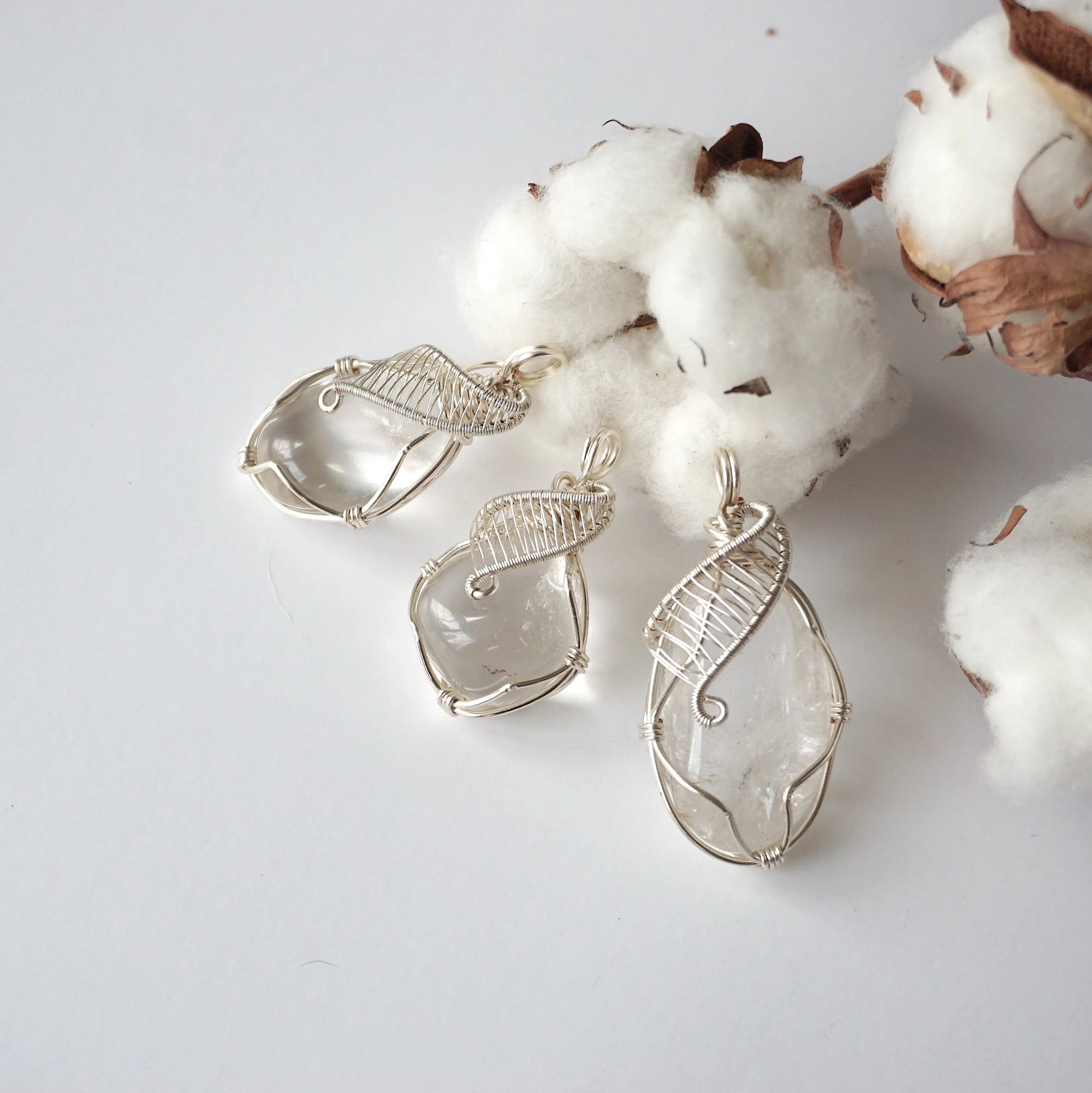 Rock Crystal Silver Pendant Necklace (Clear Quartz) DesignsbyNatureGems