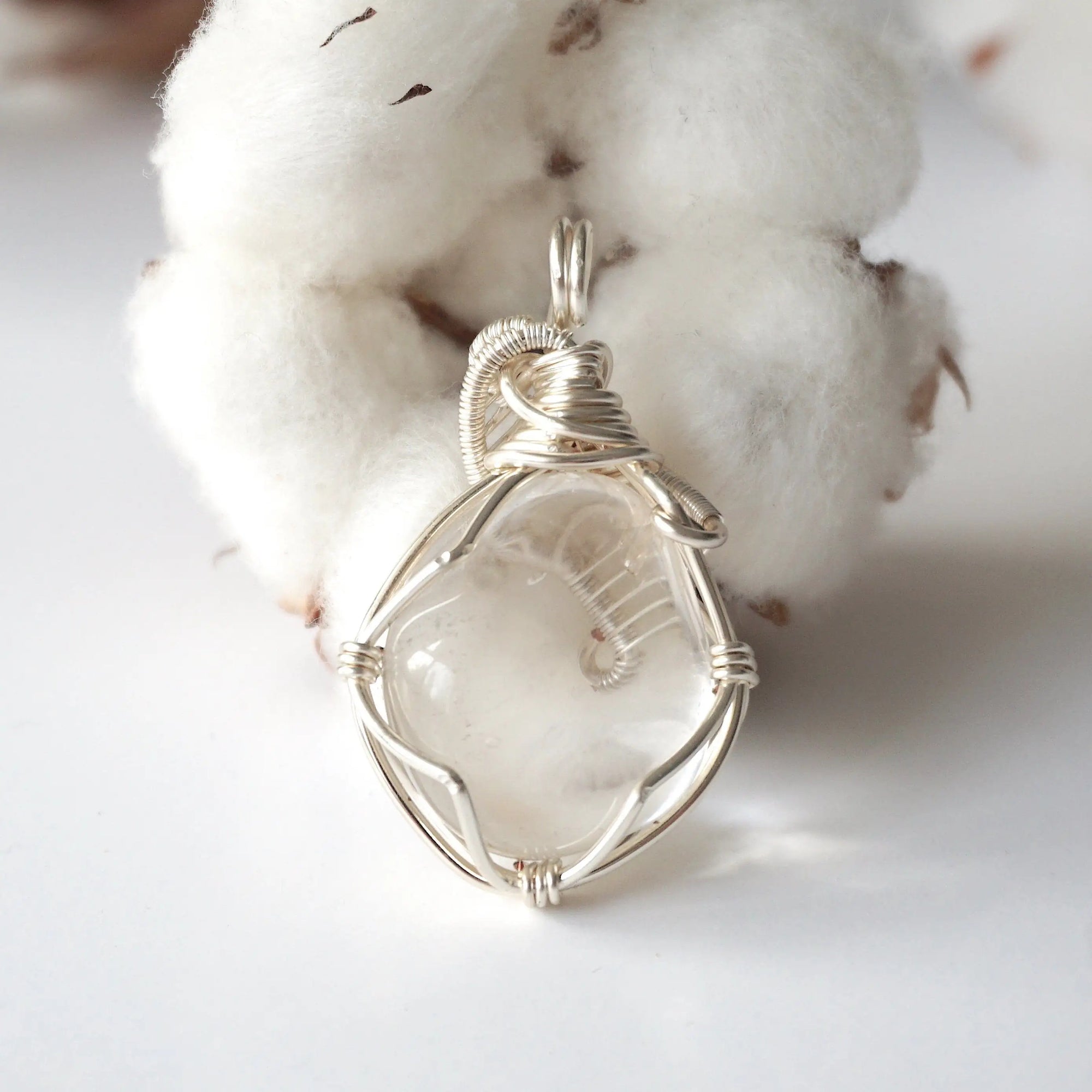 Rock Crystal Silver Pendant Necklace (Clear Quartz) DesignsbyNatureGems