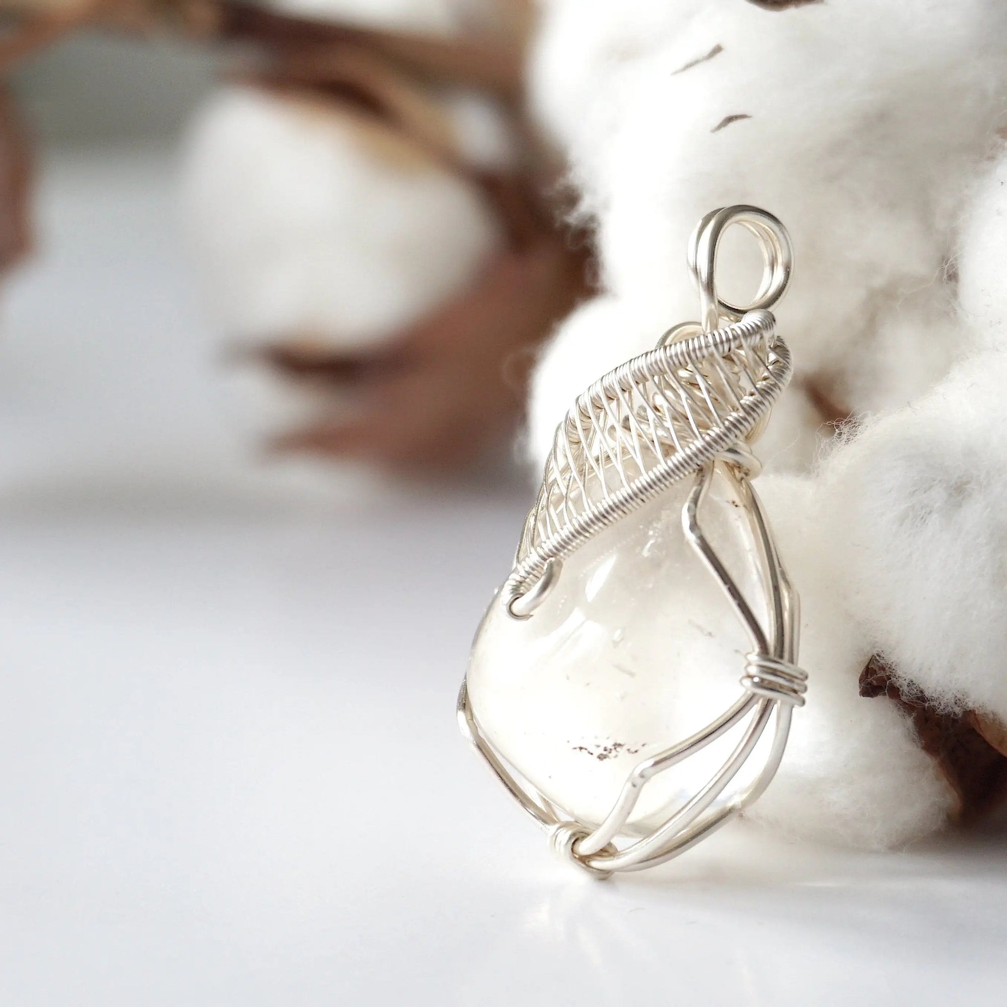 Rock Crystal Silver Pendant Necklace (Clear Quartz) DesignsbyNatureGems