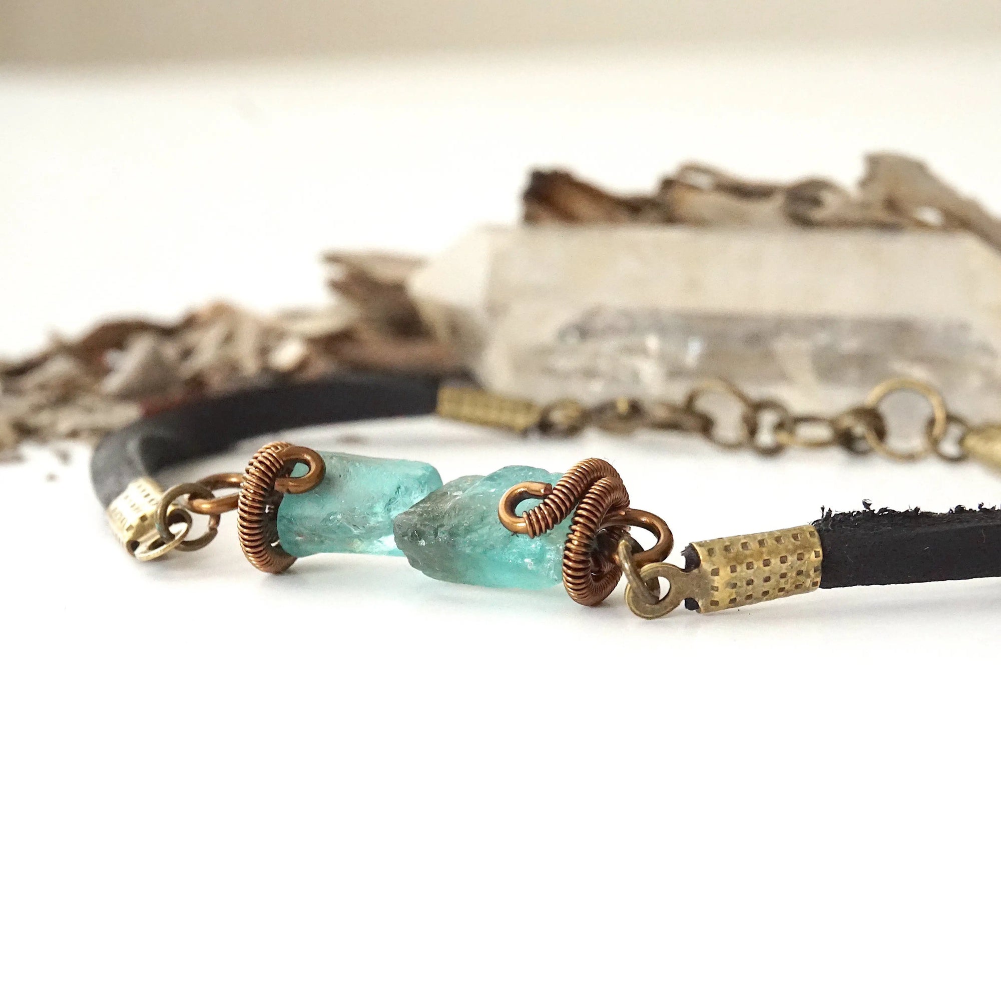 Rohan-Men's Blue Raw Apatite Bracelet Designs by Nature Gems