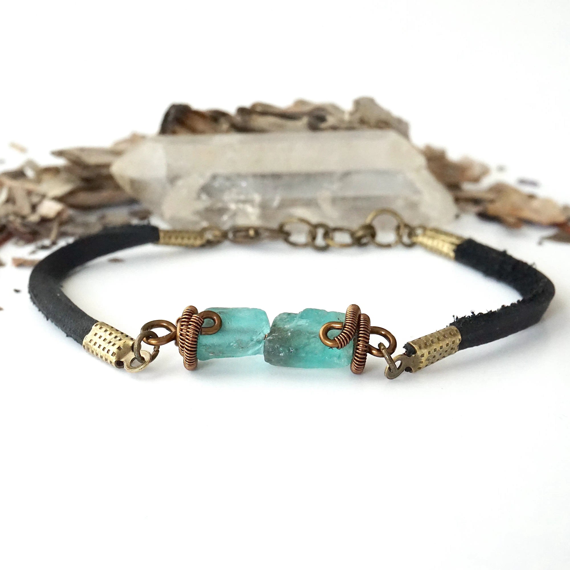 Rohan-Men's Blue Raw Apatite Bracelet Designs by Nature Gems