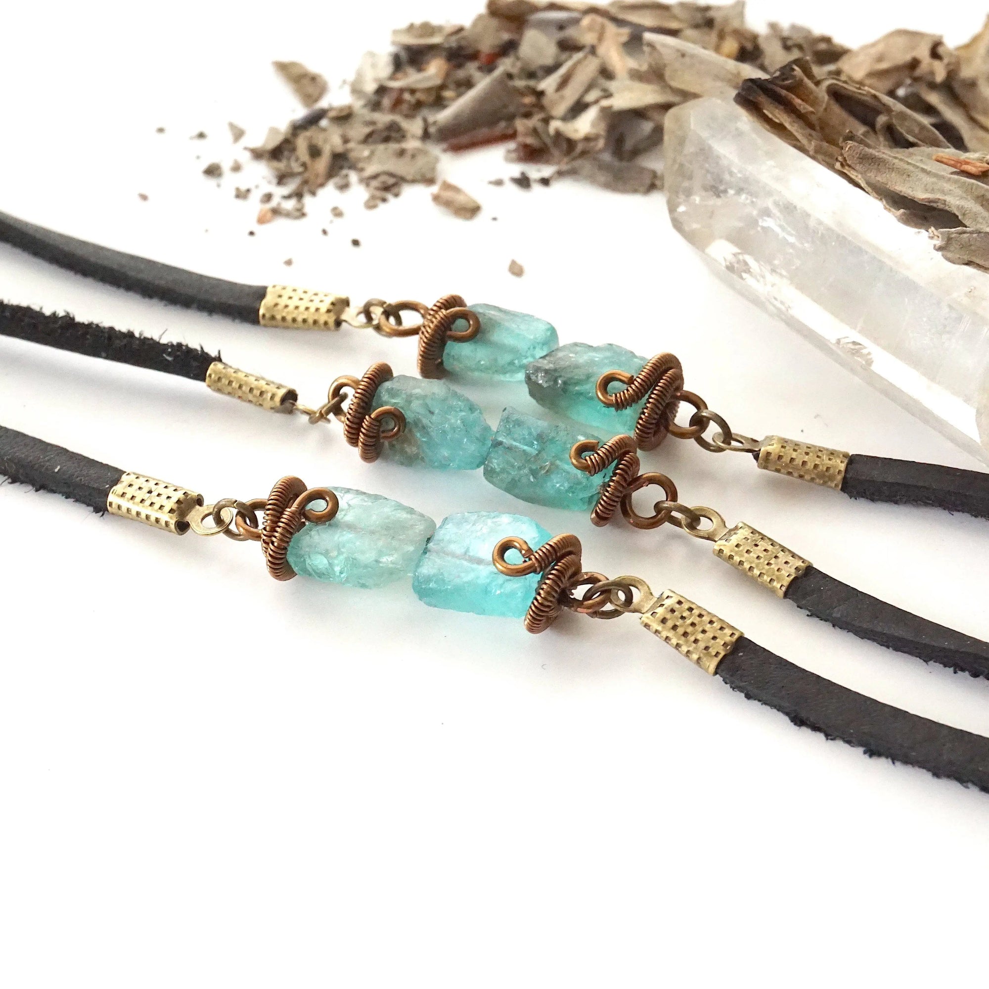 Rohan-Men's Blue Raw Apatite Bracelet Designs by Nature Gems