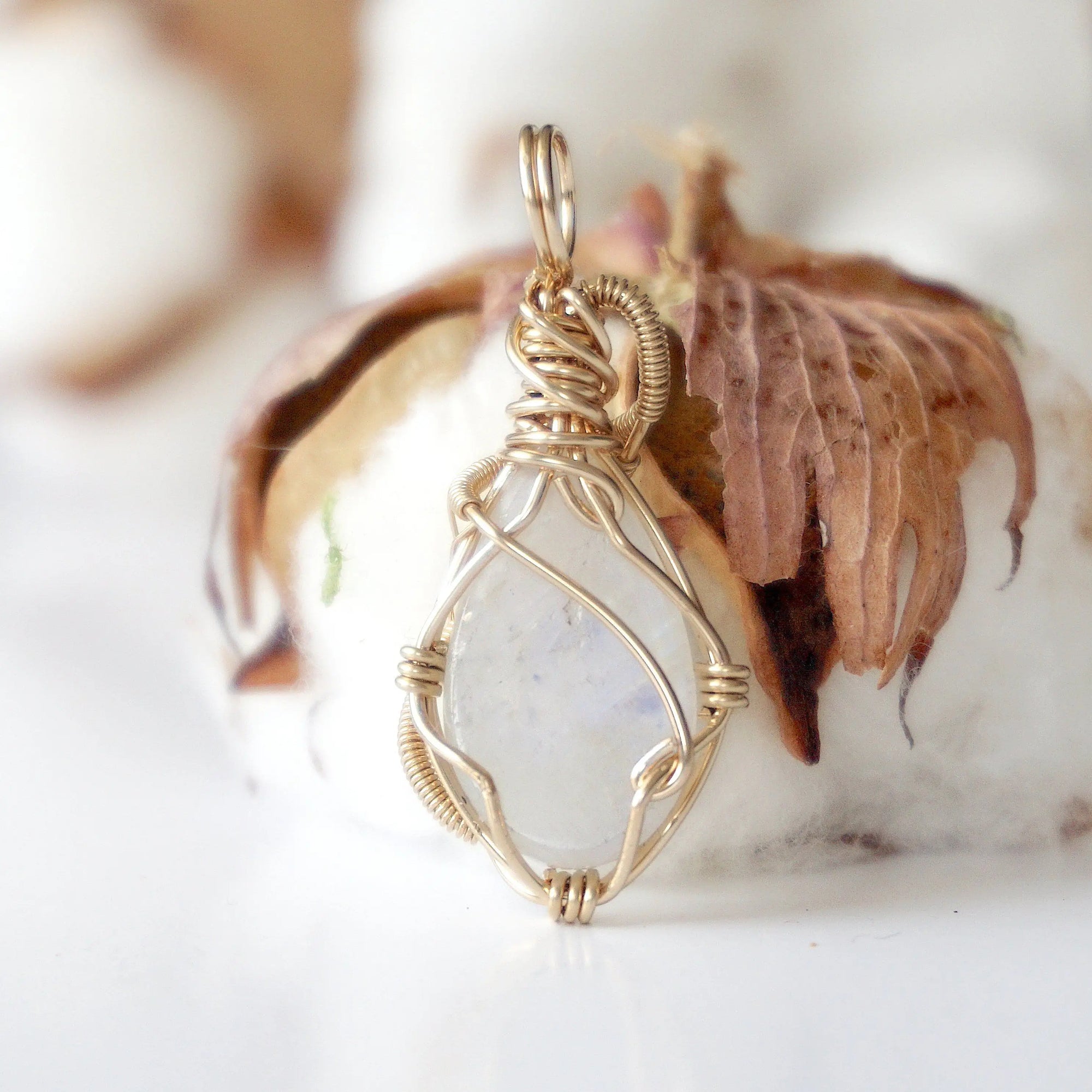Rohan-Rainbow Moonstone Necklace - 14k Gold Designs by Nature Gems
