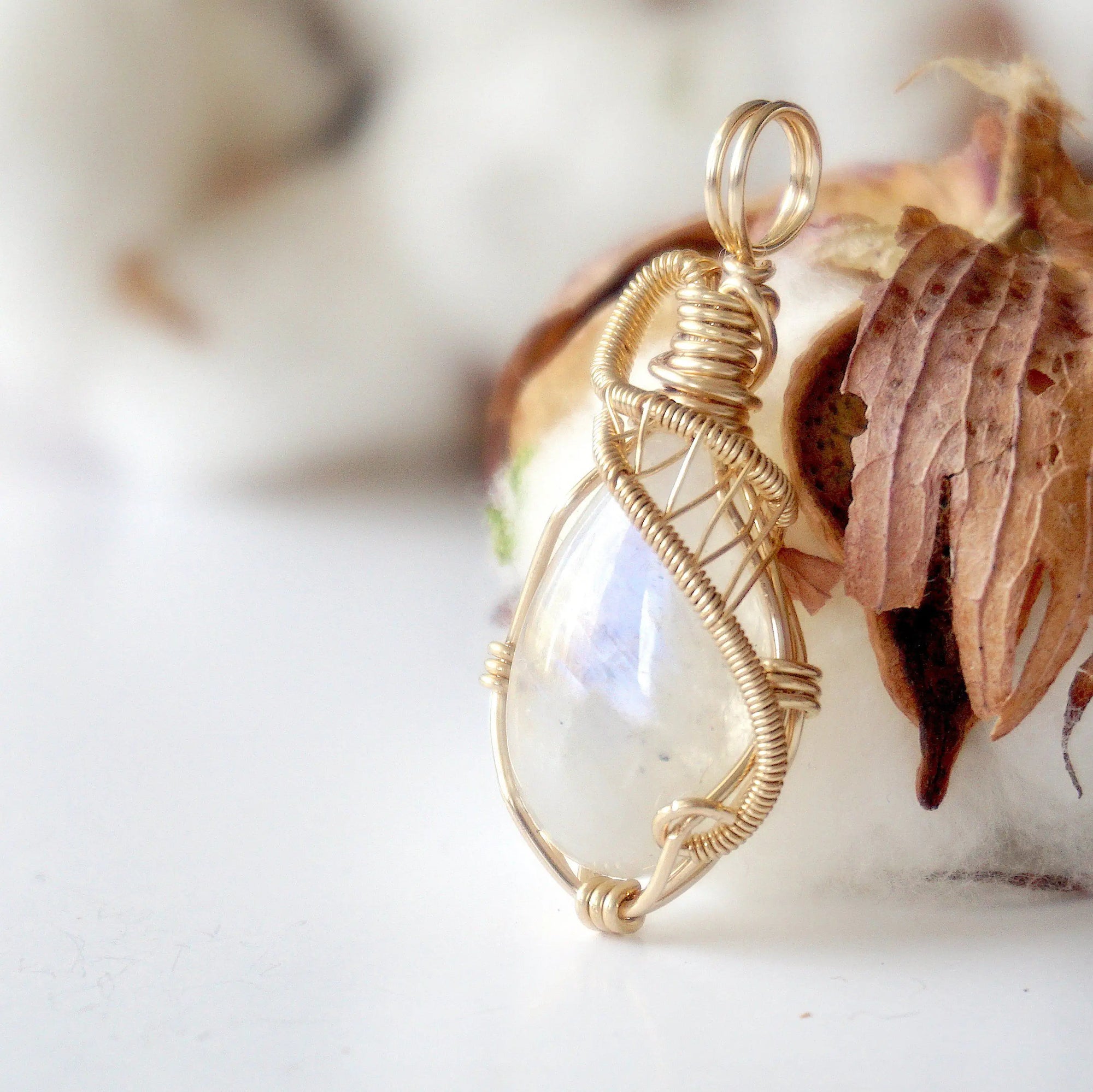 Rohan-Rainbow Moonstone Necklace - 14k Gold Designs by Nature Gems