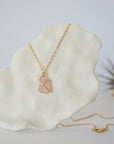 Rose Quartz 14K Gold Huggie Charm Necklace Designs by Nature Gems