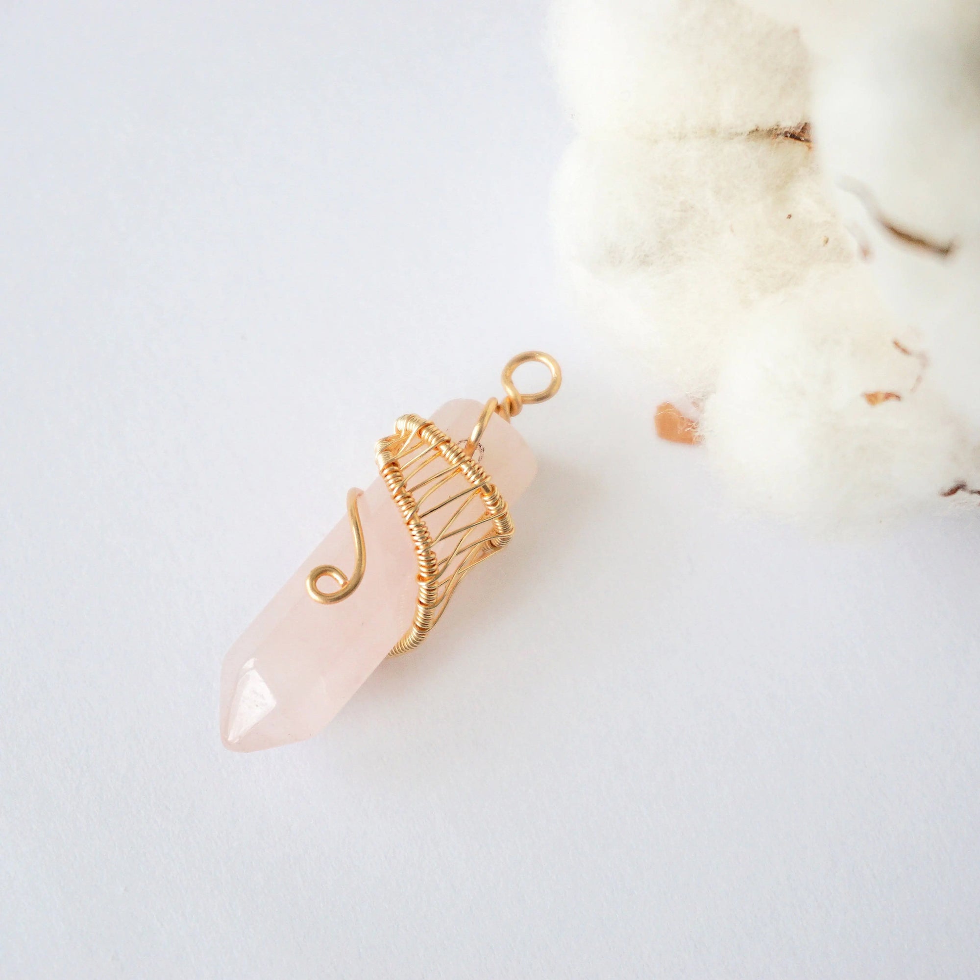 Rose Quartz Hexagonal Point Necklace - Gold Plated Designs by Nature Gems
