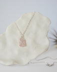 Rose Quartz Sterling Silver Huggie Charm Necklace Designs by Nature Gems