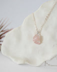 Rose Quartz Sterling Silver Huggie Charm Necklace Designs by Nature Gems