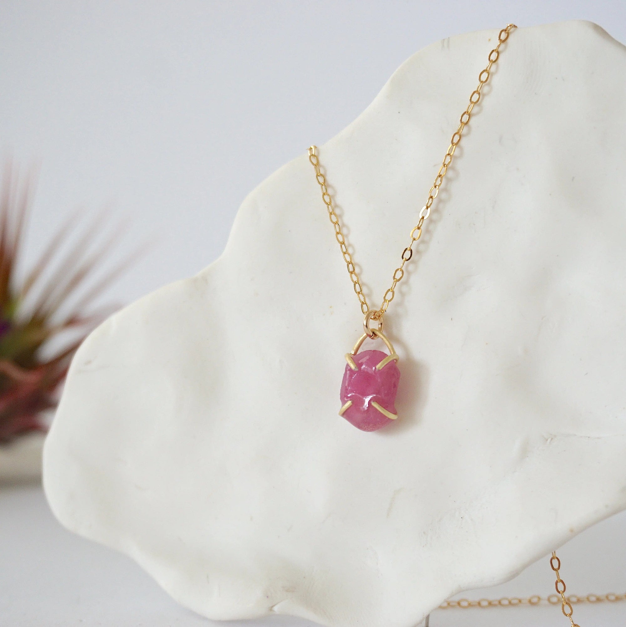 Ruby 14K Gold Huggie Charm Necklace Designs by Nature Gems
