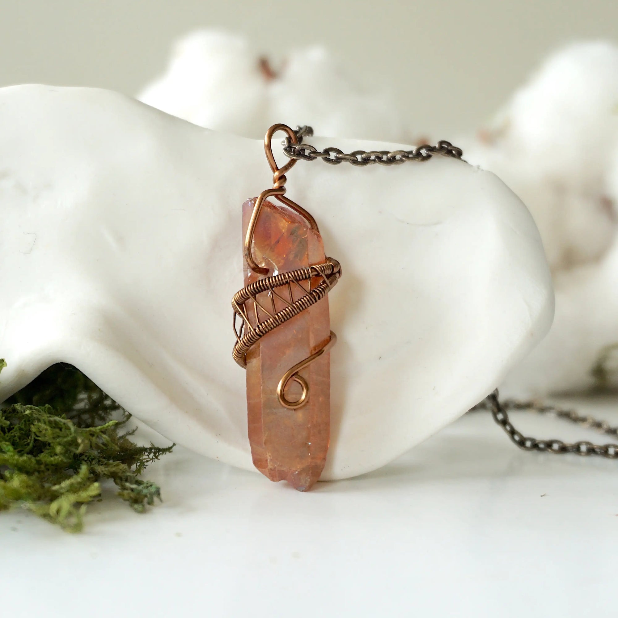 Ruby Aura Quartz - Antique Bronze Necklace Designs by Nature Gems