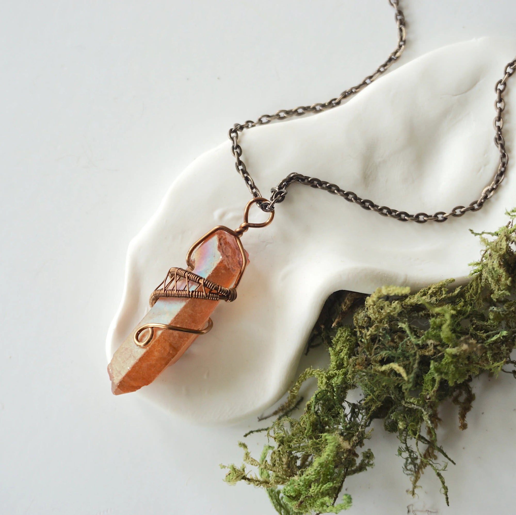 Ruby Aura Quartz - Antique Bronze Necklace Designs by Nature Gems