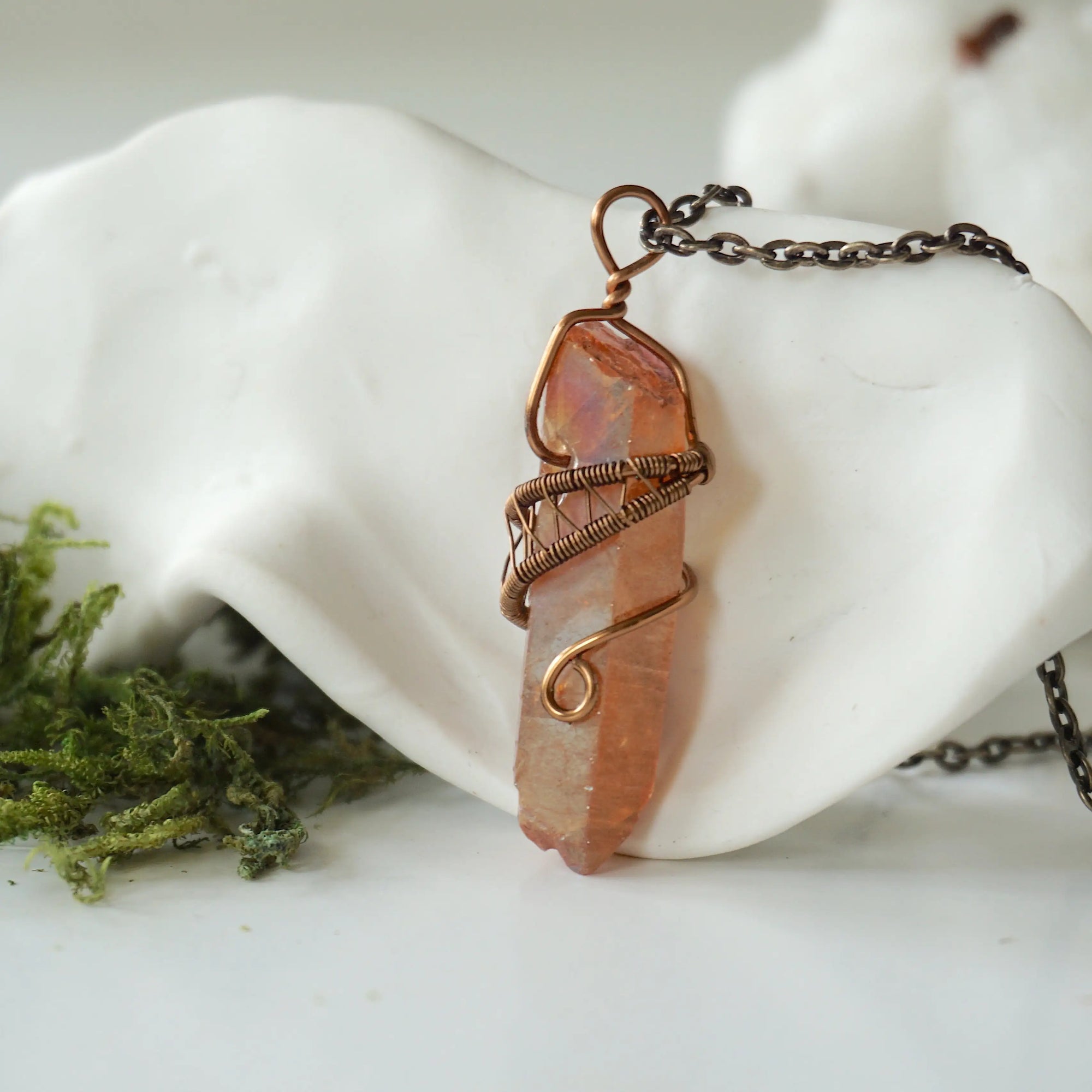 Ruby Aura Quartz - Antique Bronze Necklace Designs by Nature Gems
