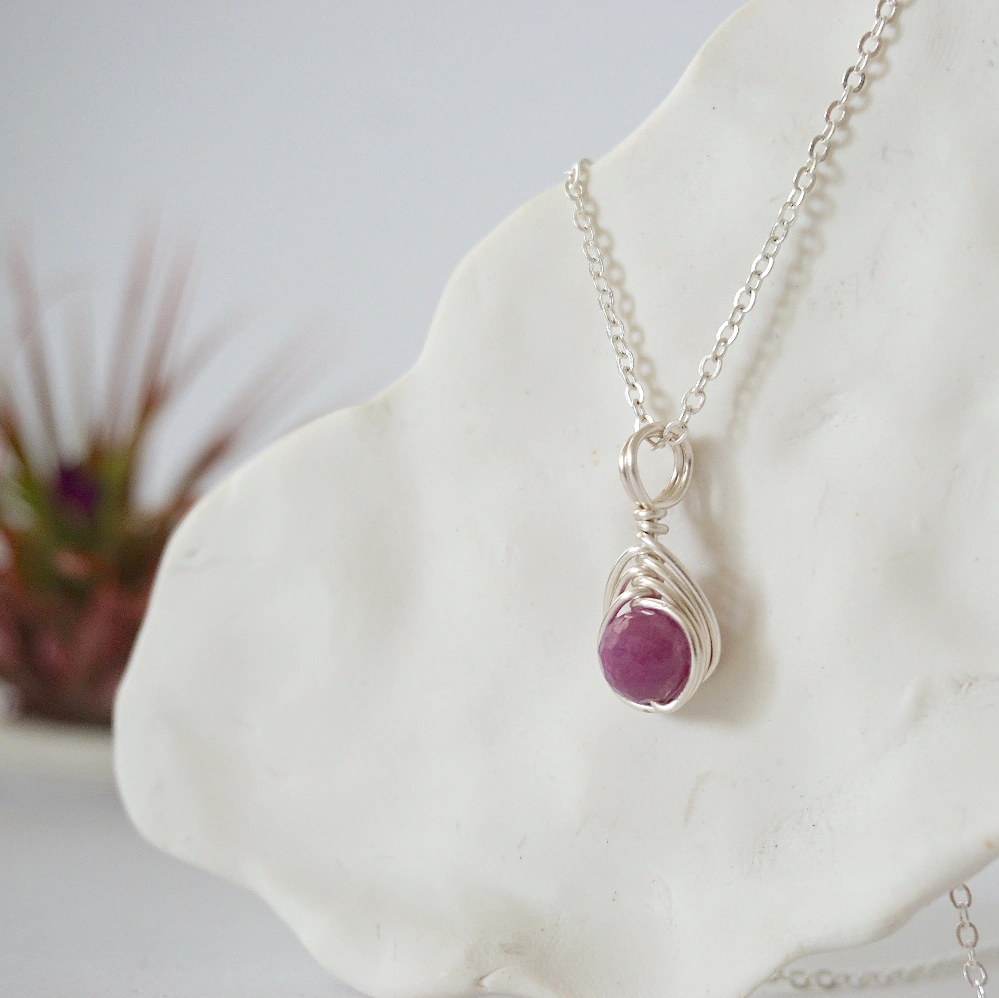 Ruby Silver Plated Bead Charm Necklace Designs by Nature Gems