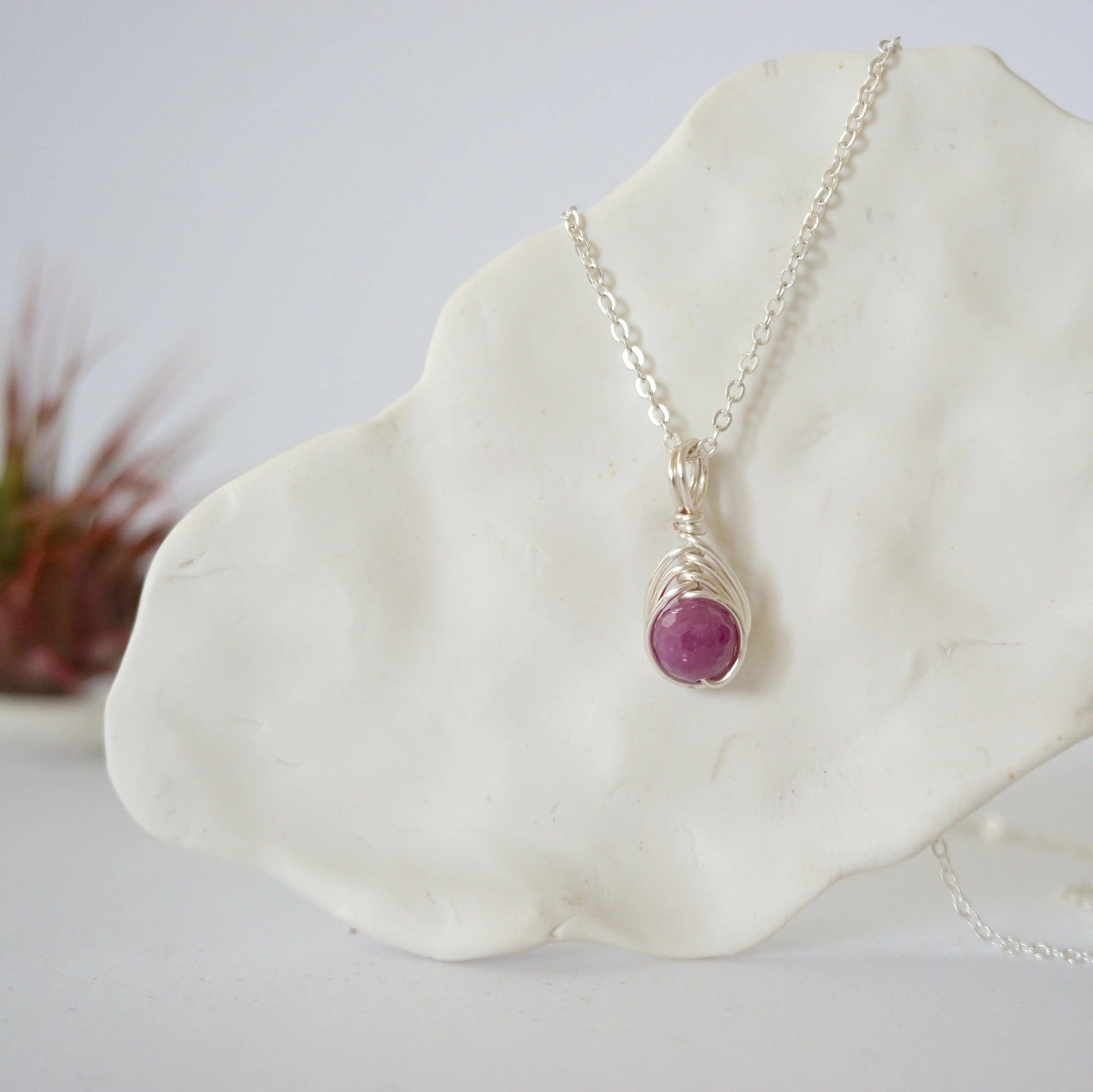 Ruby Silver Plated Bead Charm Necklace Designs by Nature Gems