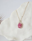 Ruby Sterling Silver Huggie Charm Necklace Designs by Nature Gems