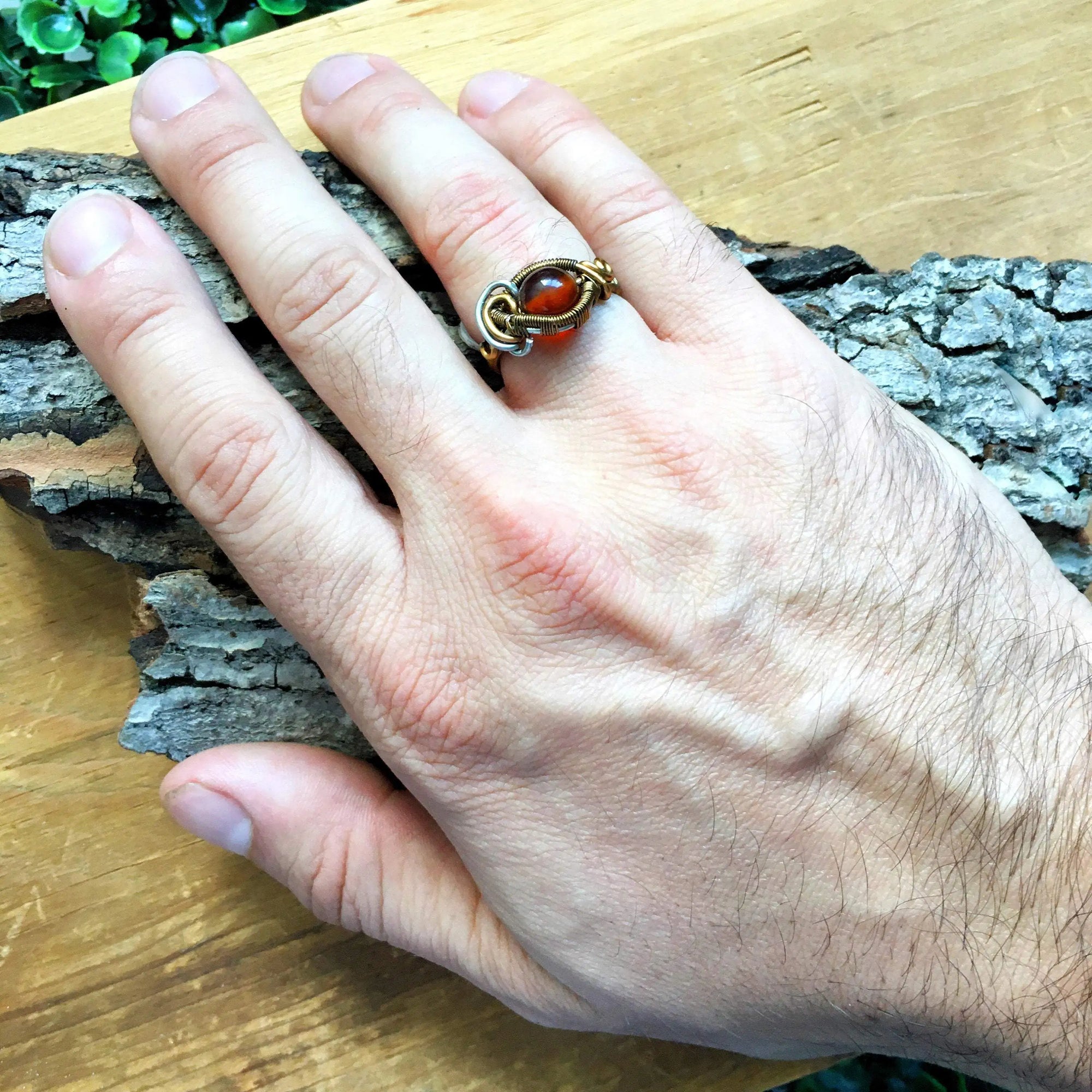 Sardonyx Crystal Ring in Dark Silver and Antique Bronze DesignsbyNatureGems