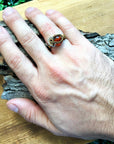 Sardonyx Crystal Ring in Dark Silver and Antique Bronze DesignsbyNatureGems