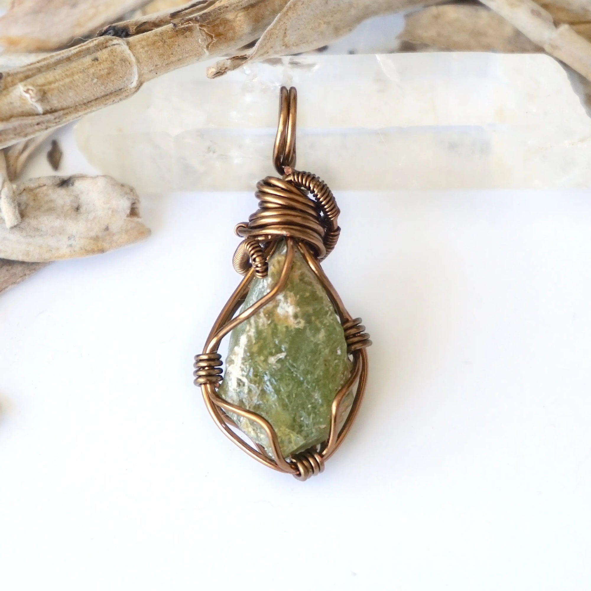 (SEO) Raw Peridot Necklace - Antique Bronze Designs by Nature Gems
