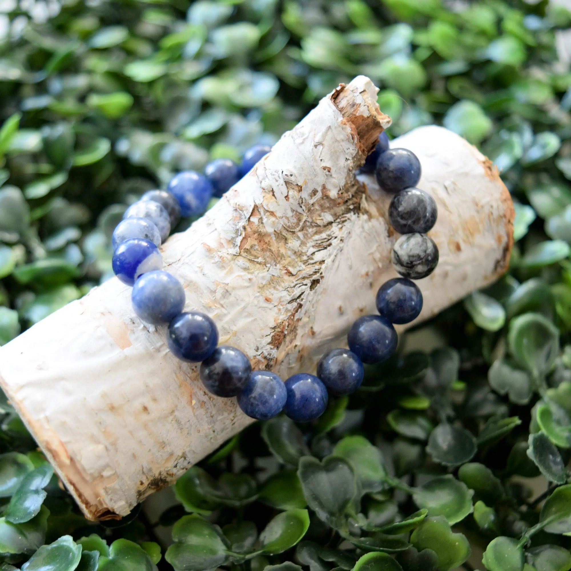 Sodalite Crystal Mala Bracelet for Stress Relief and Meditation DesignsbyNatureGems