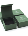 Designs by Nature Gems jewelry box packaging for handcrafted minimalist emerald necklace for women
