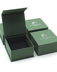 Designs by Nature Gems jewelry box packaging for handcrafted minimalist emerald necklace for women
