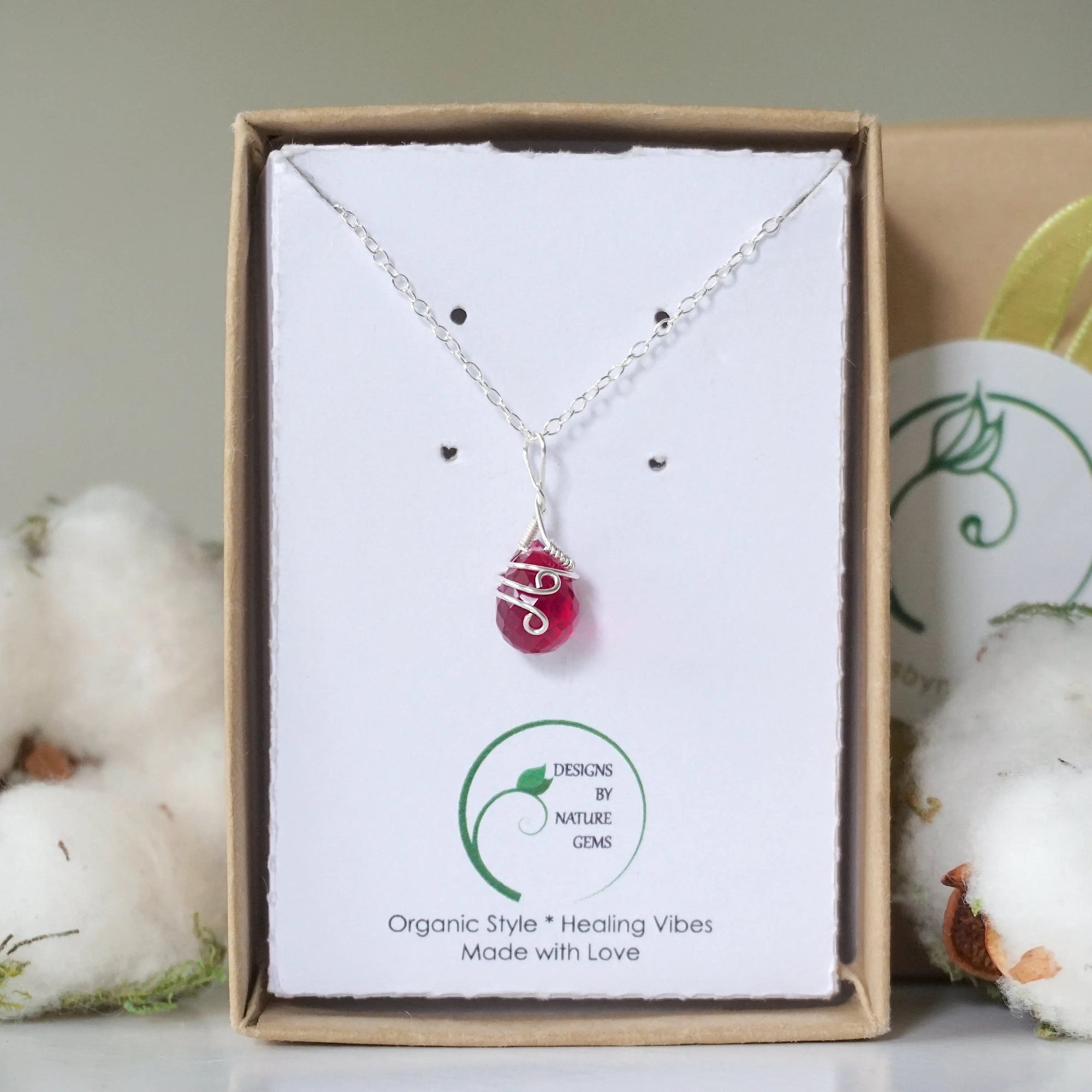 Sterling Silver Pink Tourmaline - Charm Necklace DesignsbyNatureGems