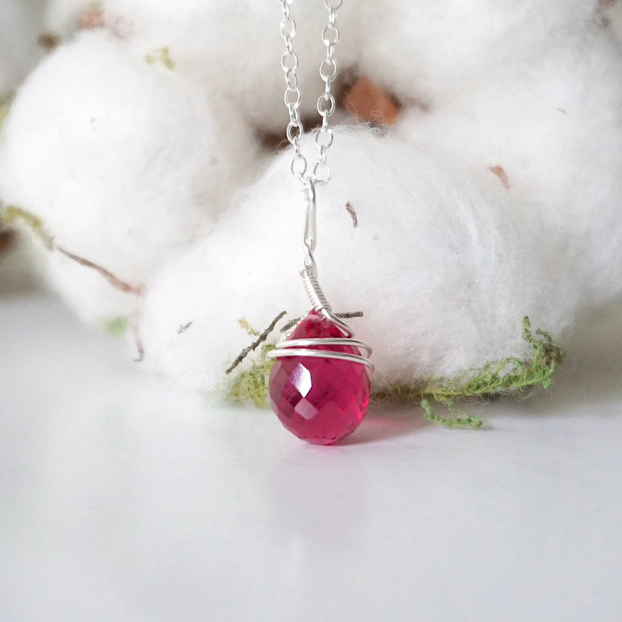 Sterling Silver Pink Tourmaline - Charm Necklace DesignsbyNatureGems