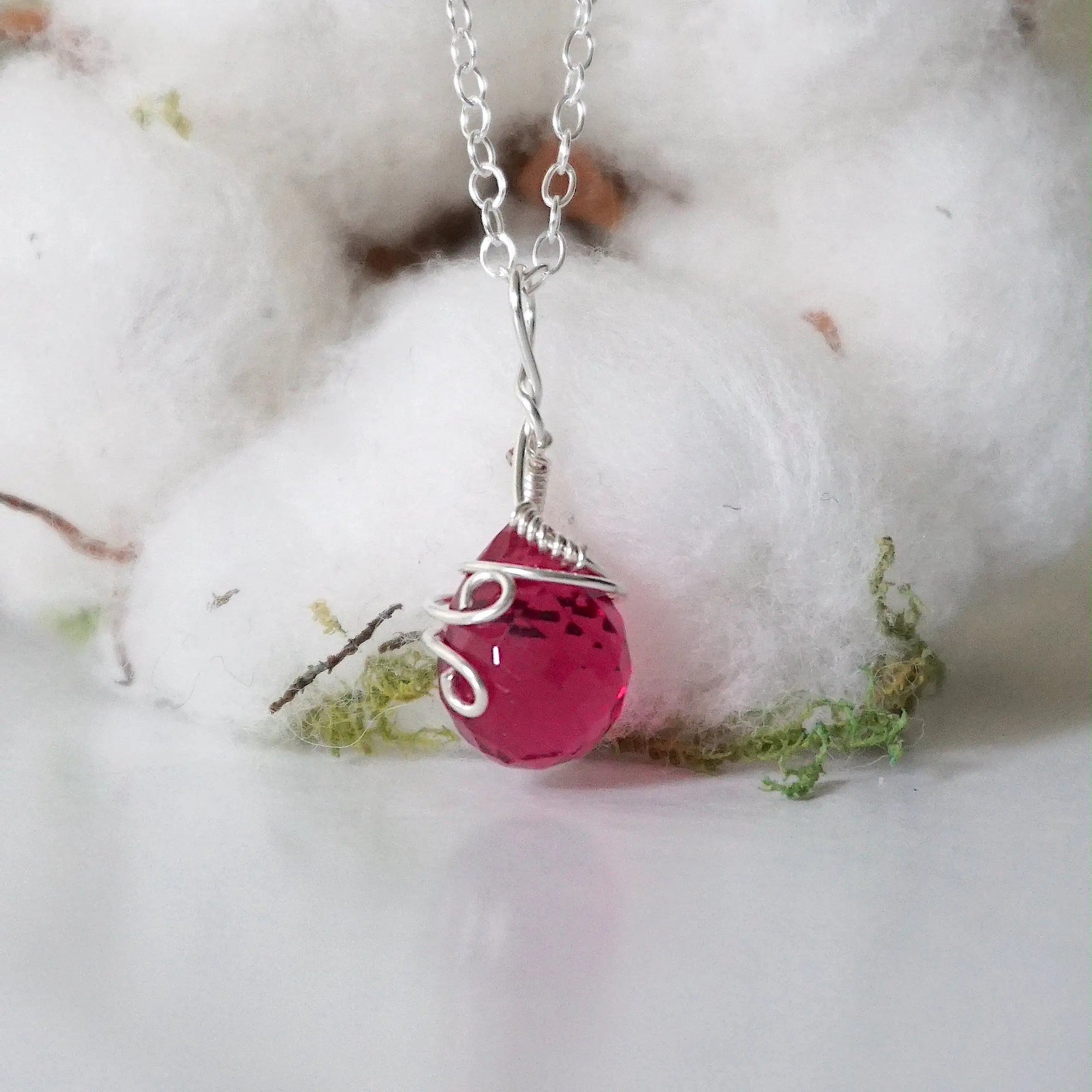 Sterling Silver Pink Tourmaline - Charm Necklace DesignsbyNatureGems