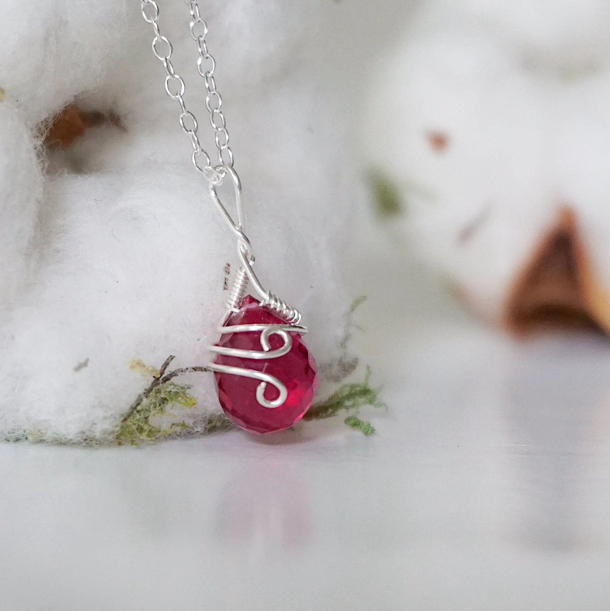 Sterling Silver Pink Tourmaline - Charm Necklace DesignsbyNatureGems