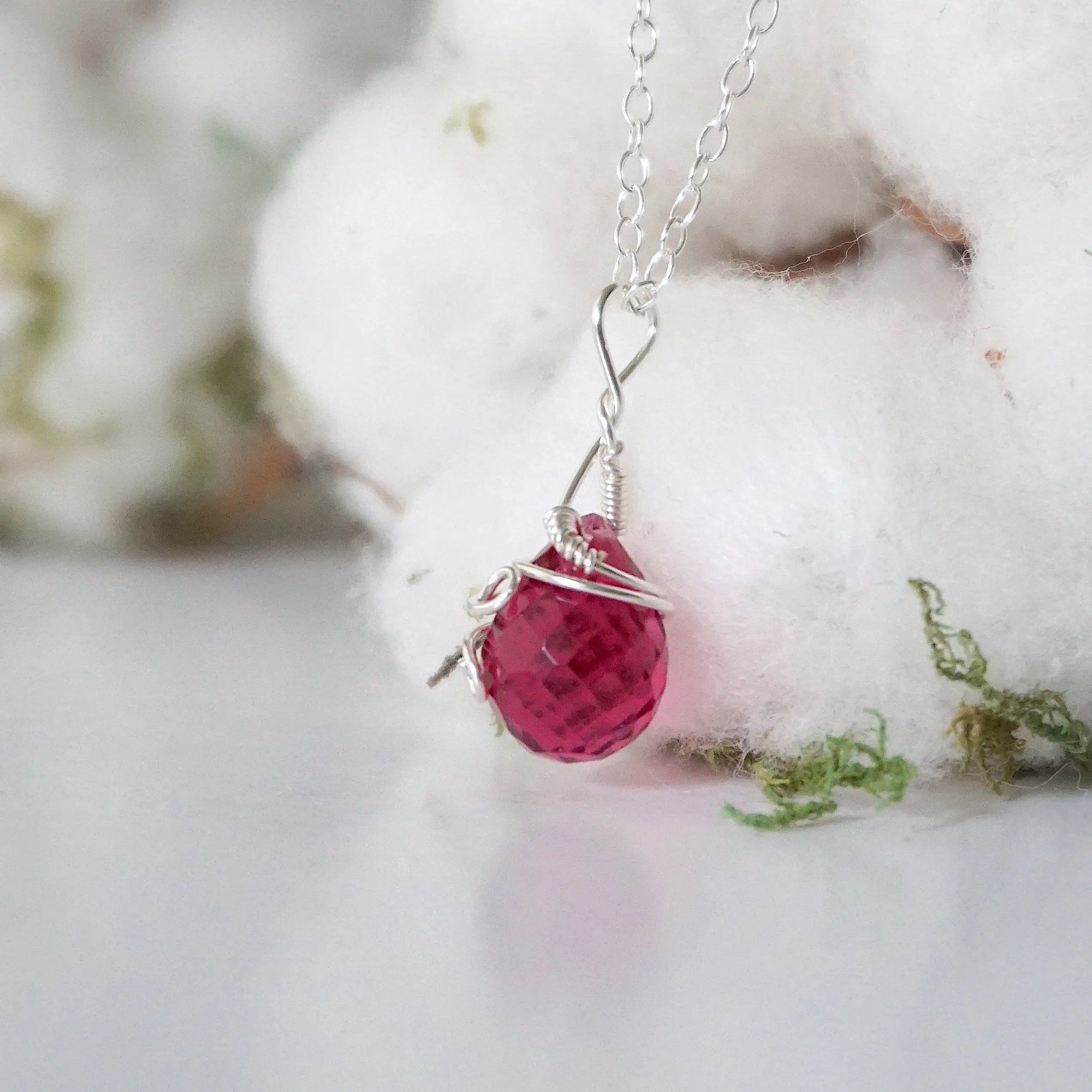 Sterling Silver Pink Tourmaline - Charm Necklace DesignsbyNatureGems