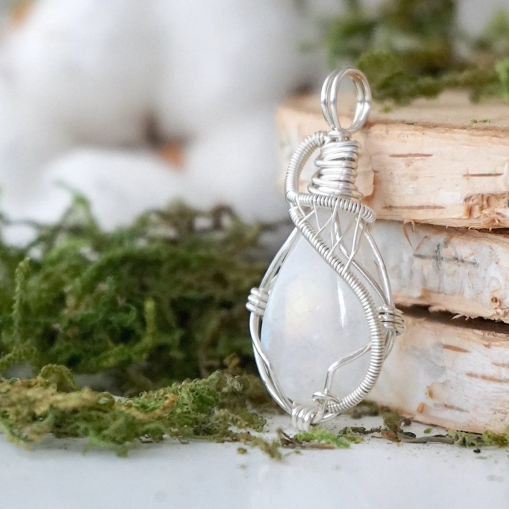 Sterling Silver Rainbow Moonstone Necklace DesignsbyNatureGems