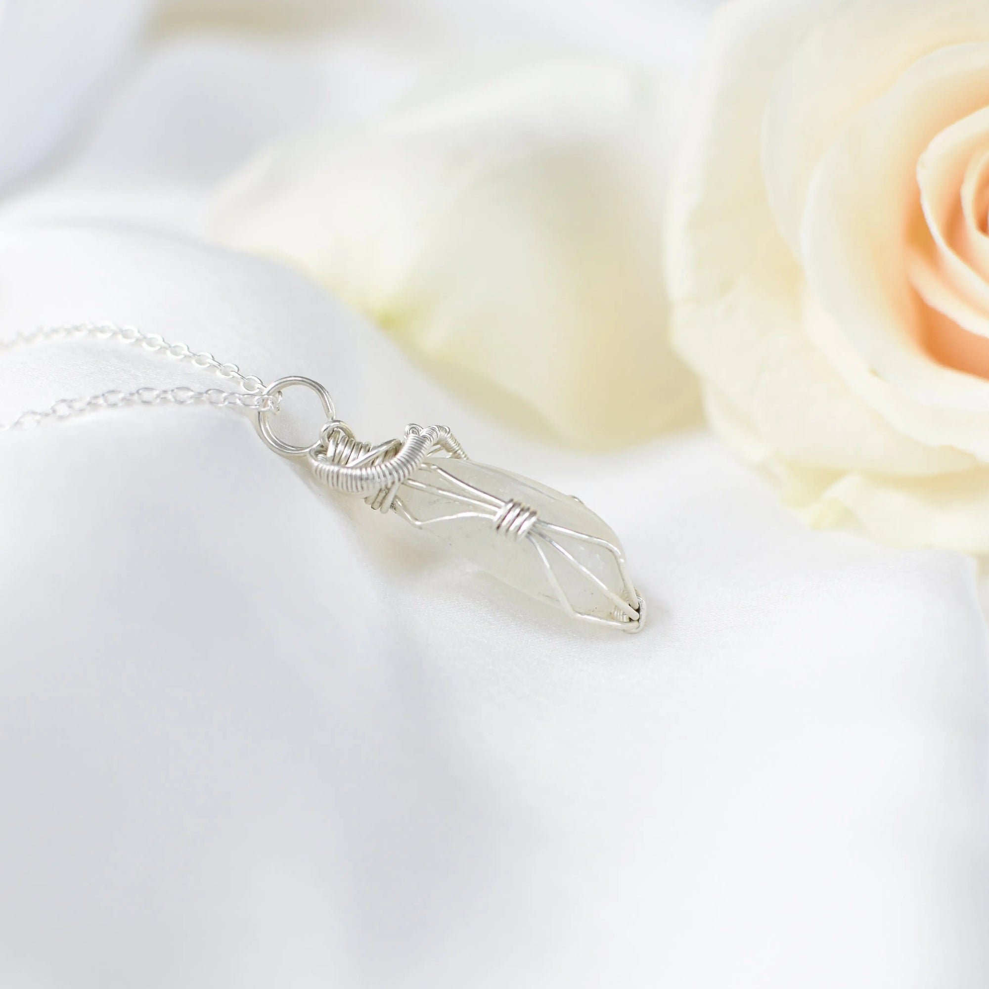 Sterling Silver Rainbow Moonstone Necklace DesignsbyNatureGems