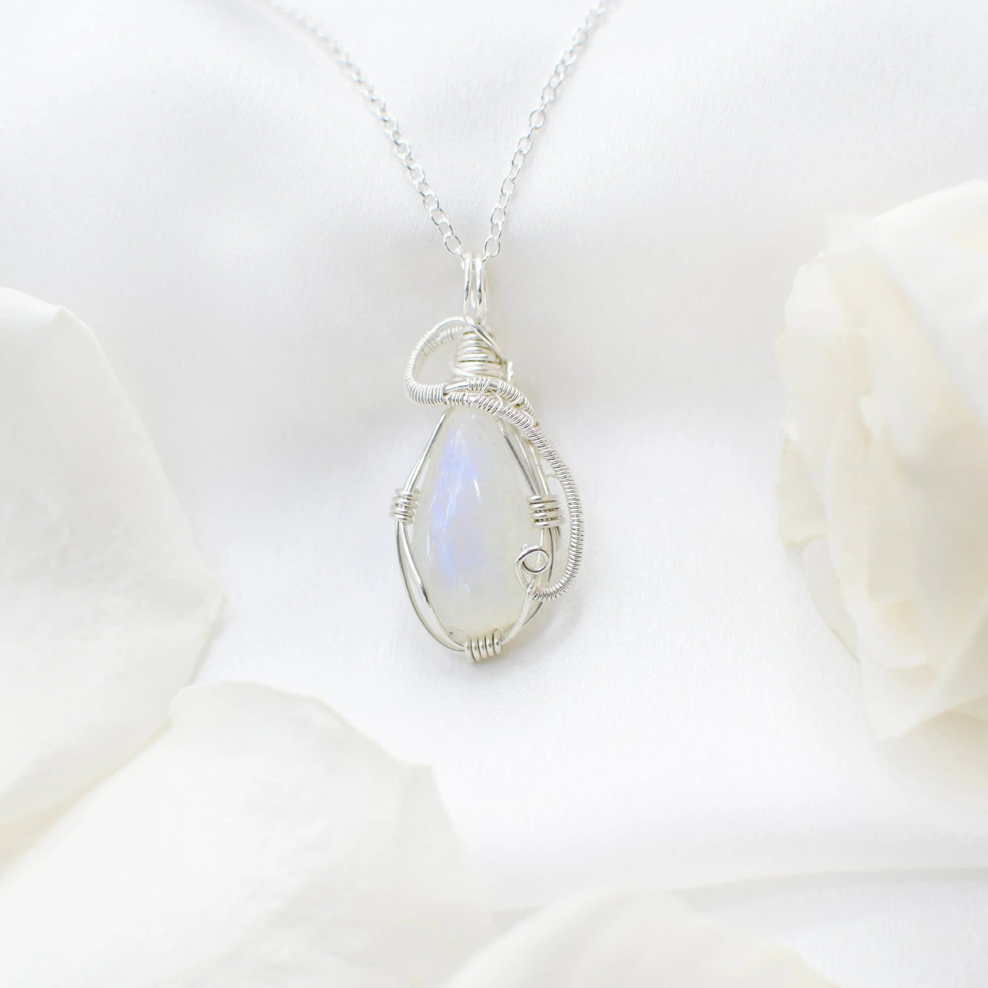 Sterling Silver Rainbow Moonstone Necklace DesignsbyNatureGems