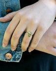 Sterling Silver Raw Green Peridot Crystal Ring DesignsbyNatureGems