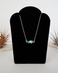 Sterling silver turquoise pearl bar necklace handmade pendant full view