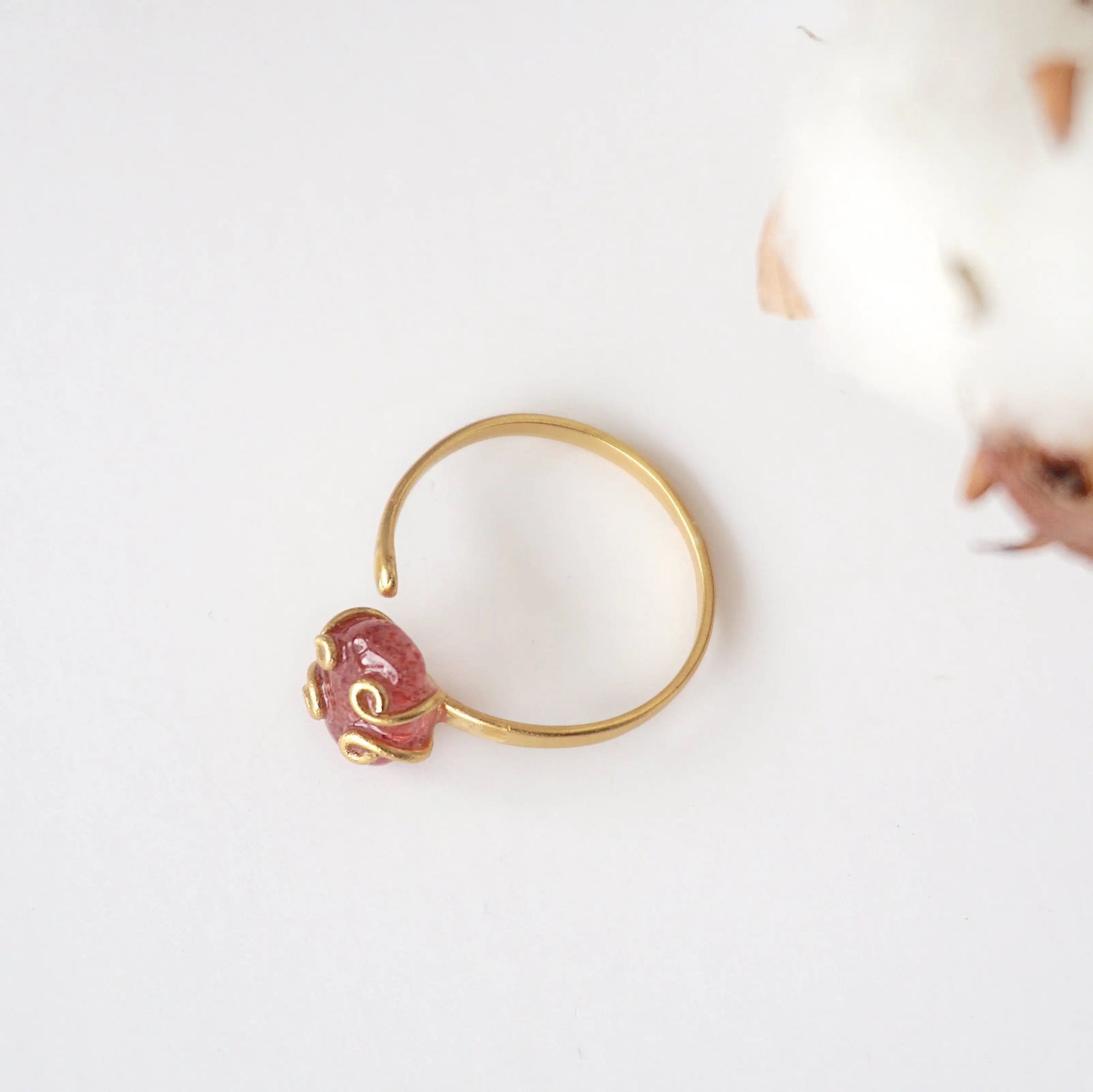 Strawberry Quartz - Adjustable Ring - 14k Gold Filled Designs by Nature Gems