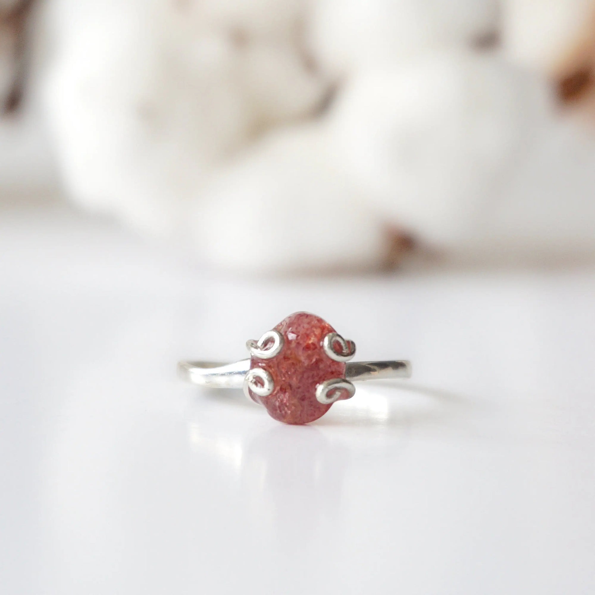Strawberry Quartz - Adjustable Ring - Sterling Silver Designs by Nature Gems