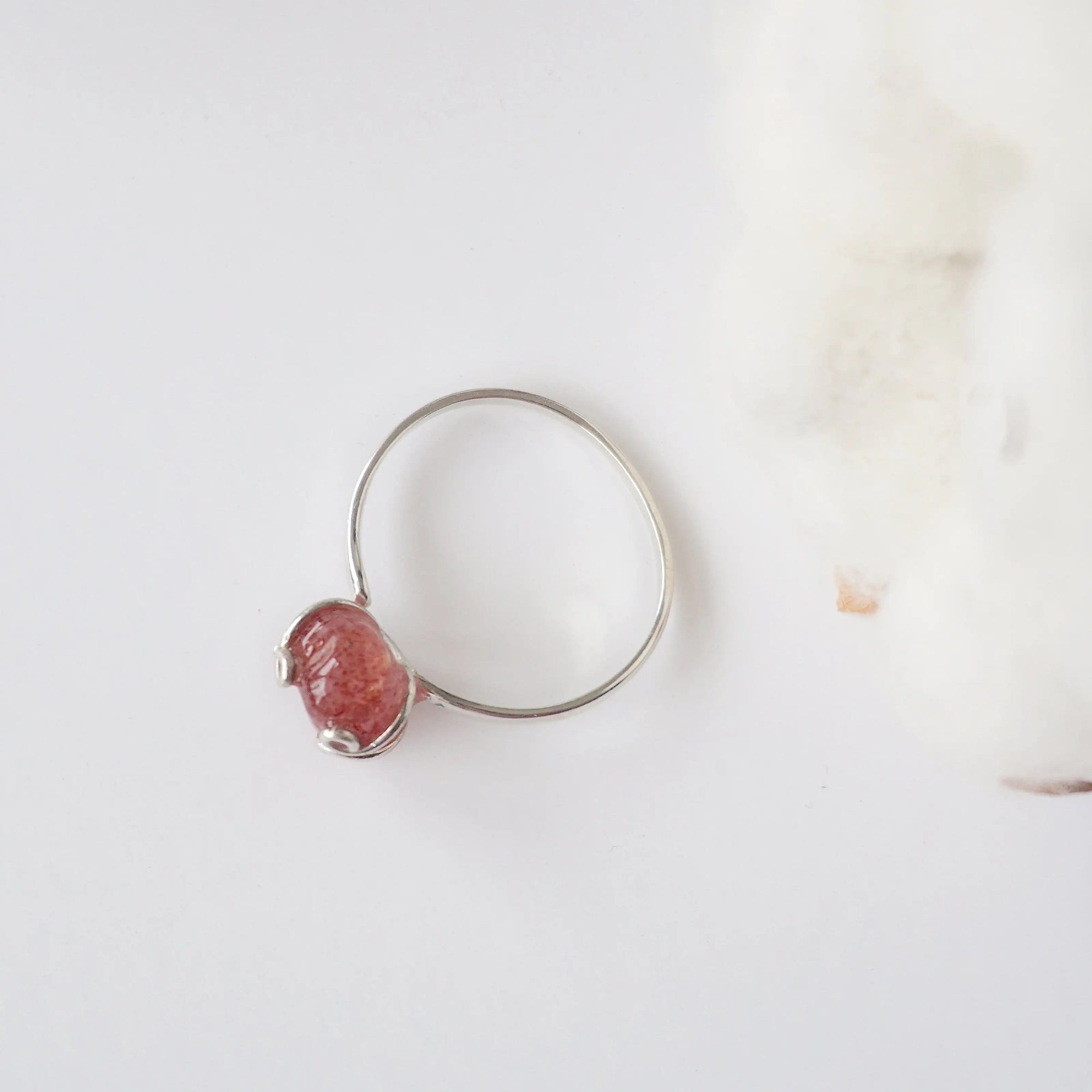 Strawberry Quartz - Adjustable Ring - Sterling Silver Designs by Nature Gems