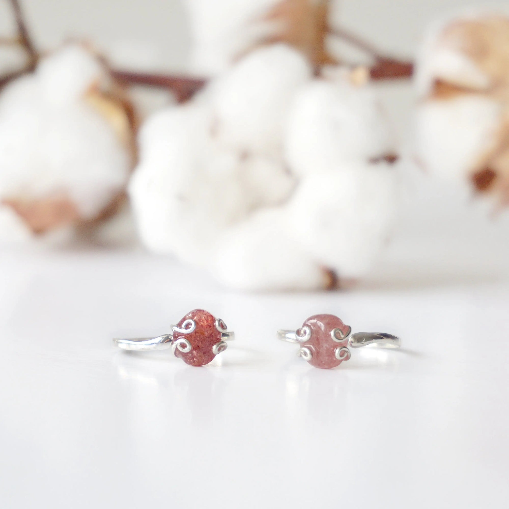 Strawberry Quartz - Adjustable Ring - Sterling Silver Designs by Nature Gems
