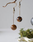 Tiger's Eye Crystal Drop Earrings in Antique Bronze Designs by Nature Gems